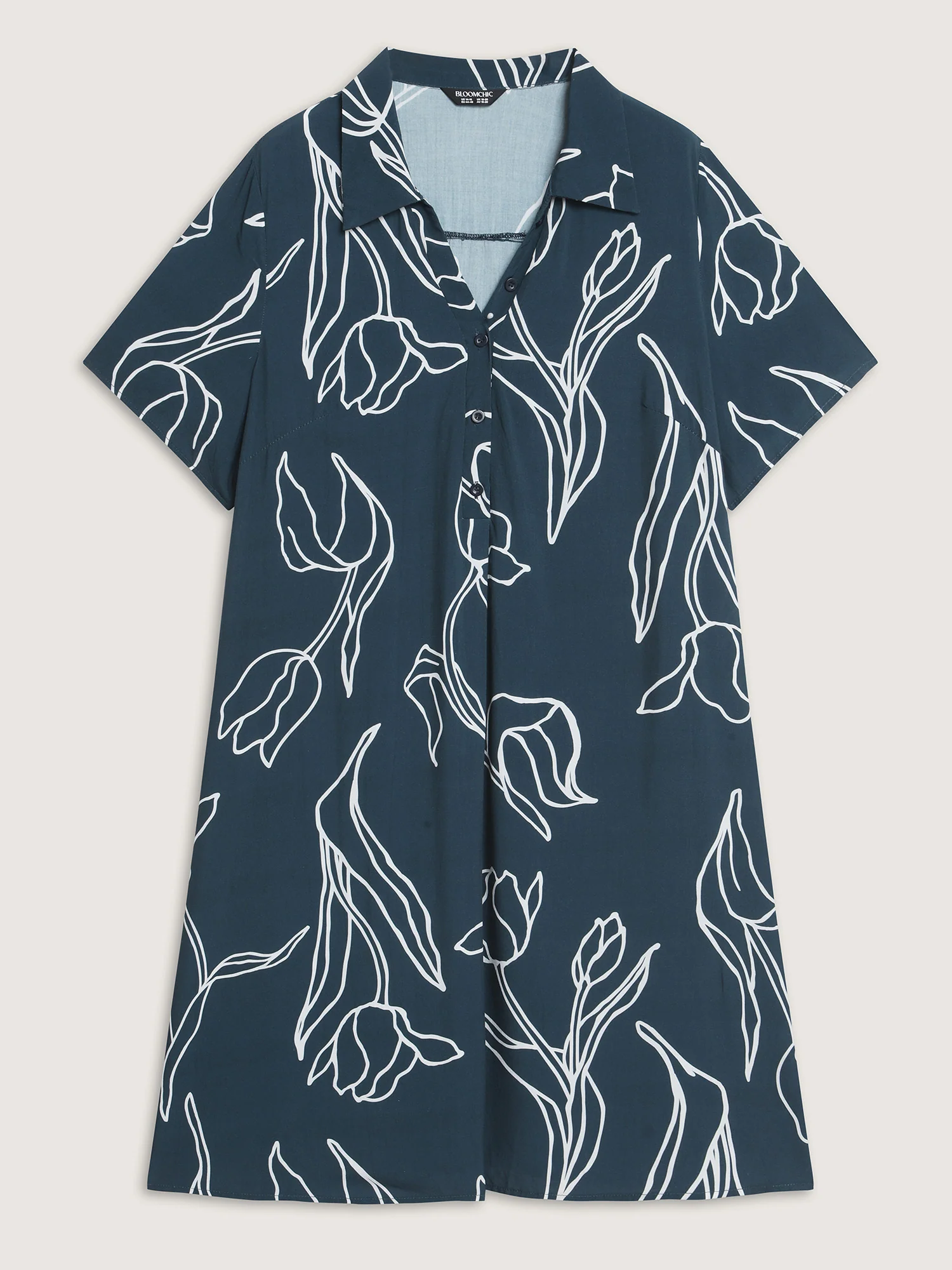 Floral Print Cinched Flared Knee-Length Dress - Image 7