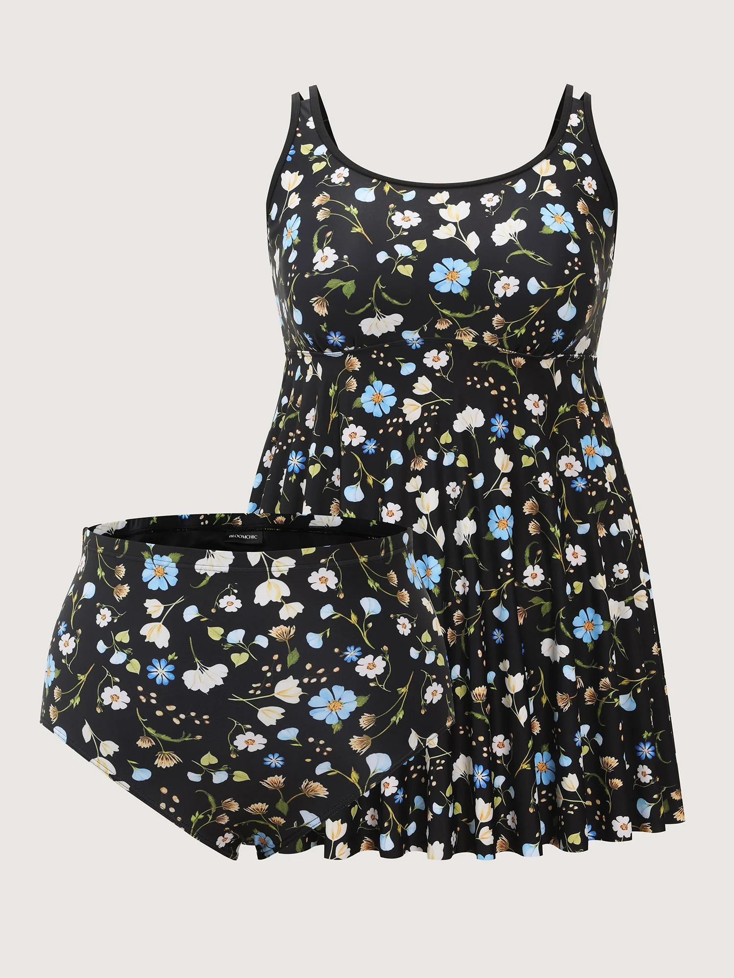 Floral Print Cinched Flared Swim Dress - Image 6