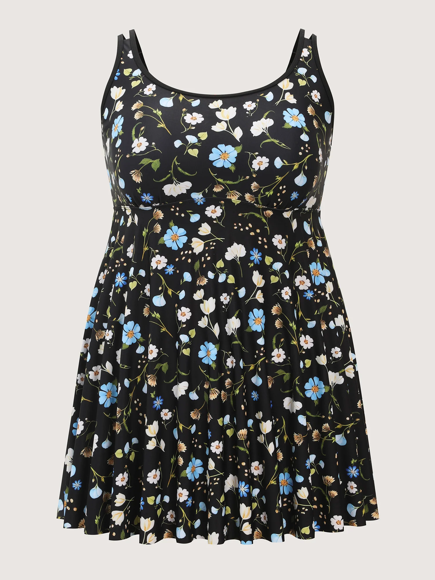 Floral Print Cinched Flared Swim Dress - Image 7