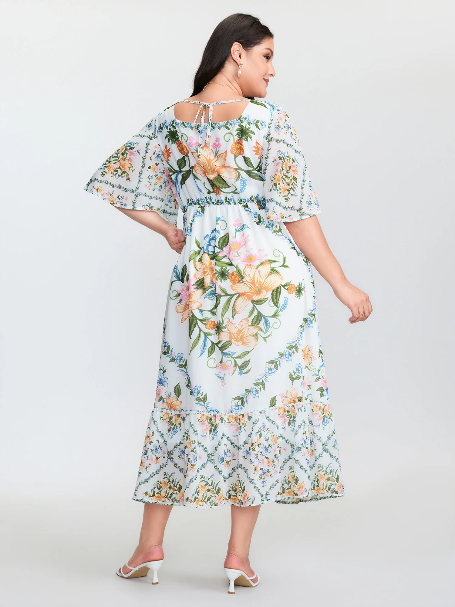 Floral Print Cinched Waist Maxi Dress - Image 5