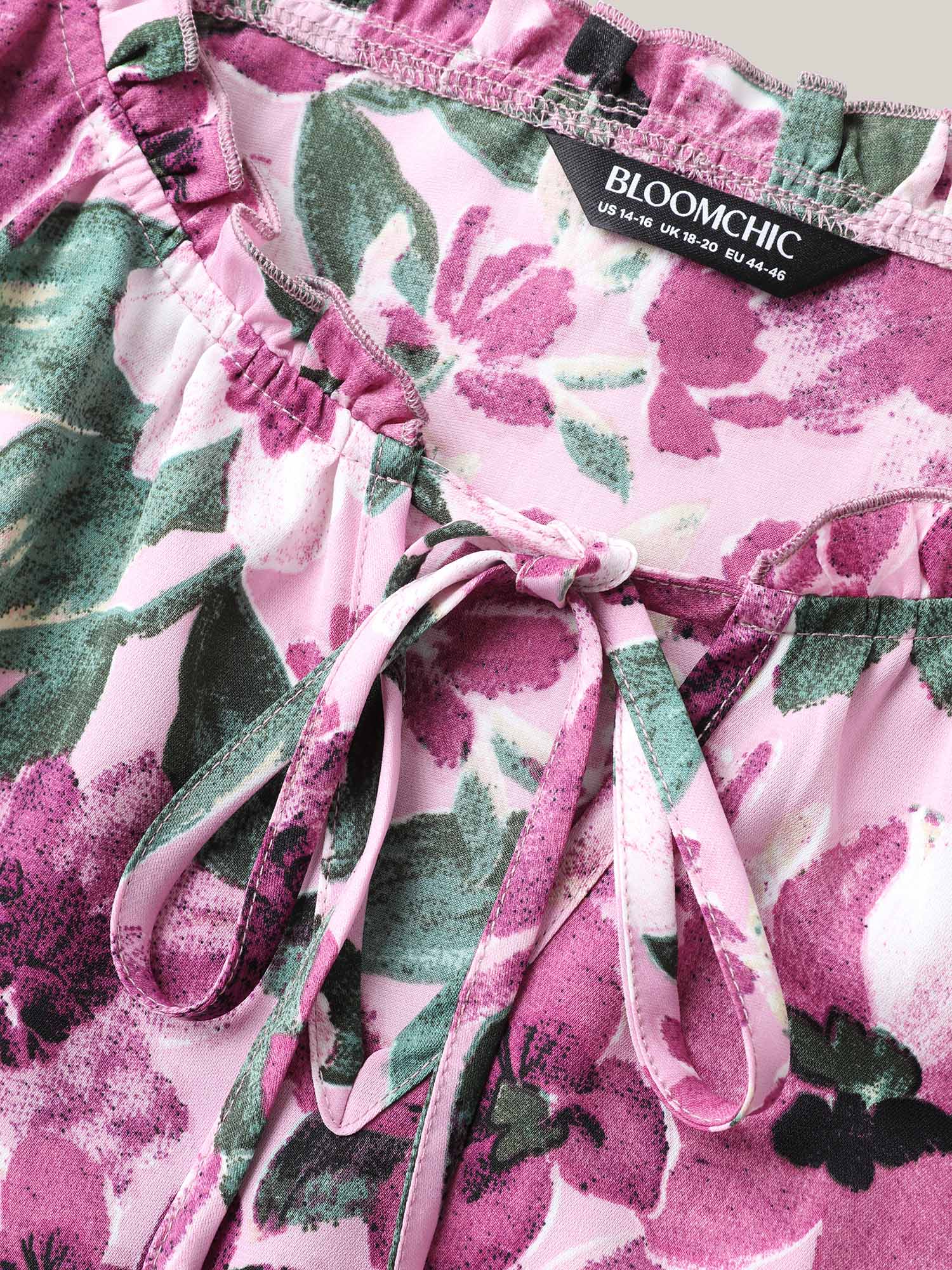 Floral Print Cinched-Waist Pockets Midi Dress - Image 6