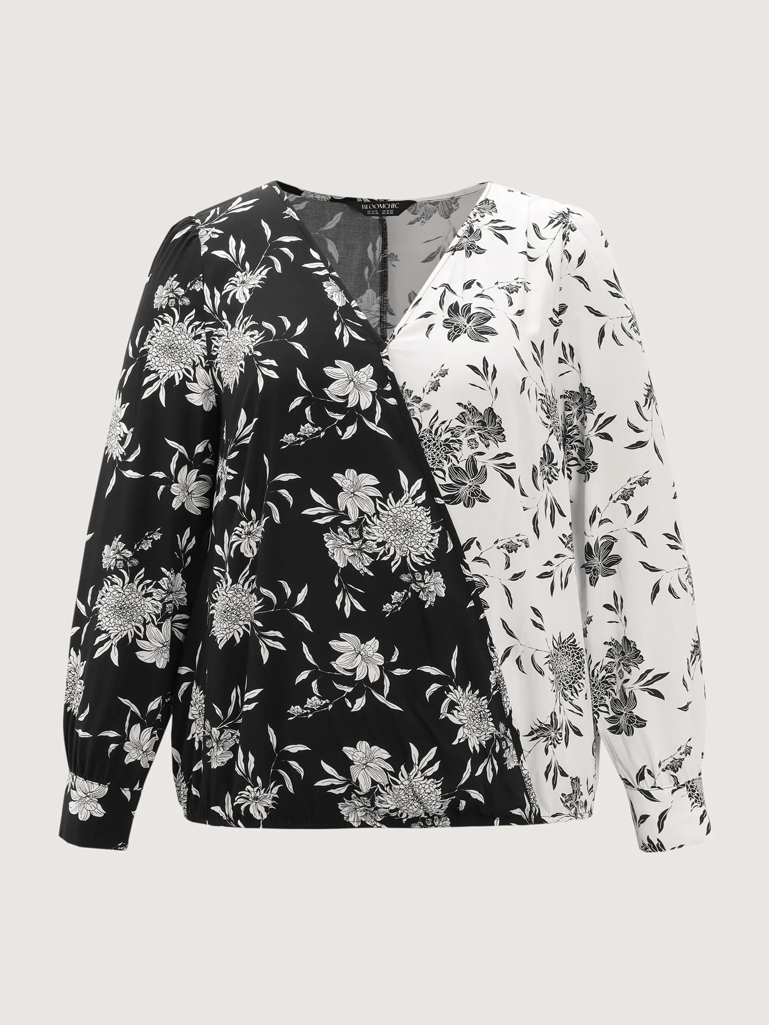 Floral Print Color Block Blouse - Image 7