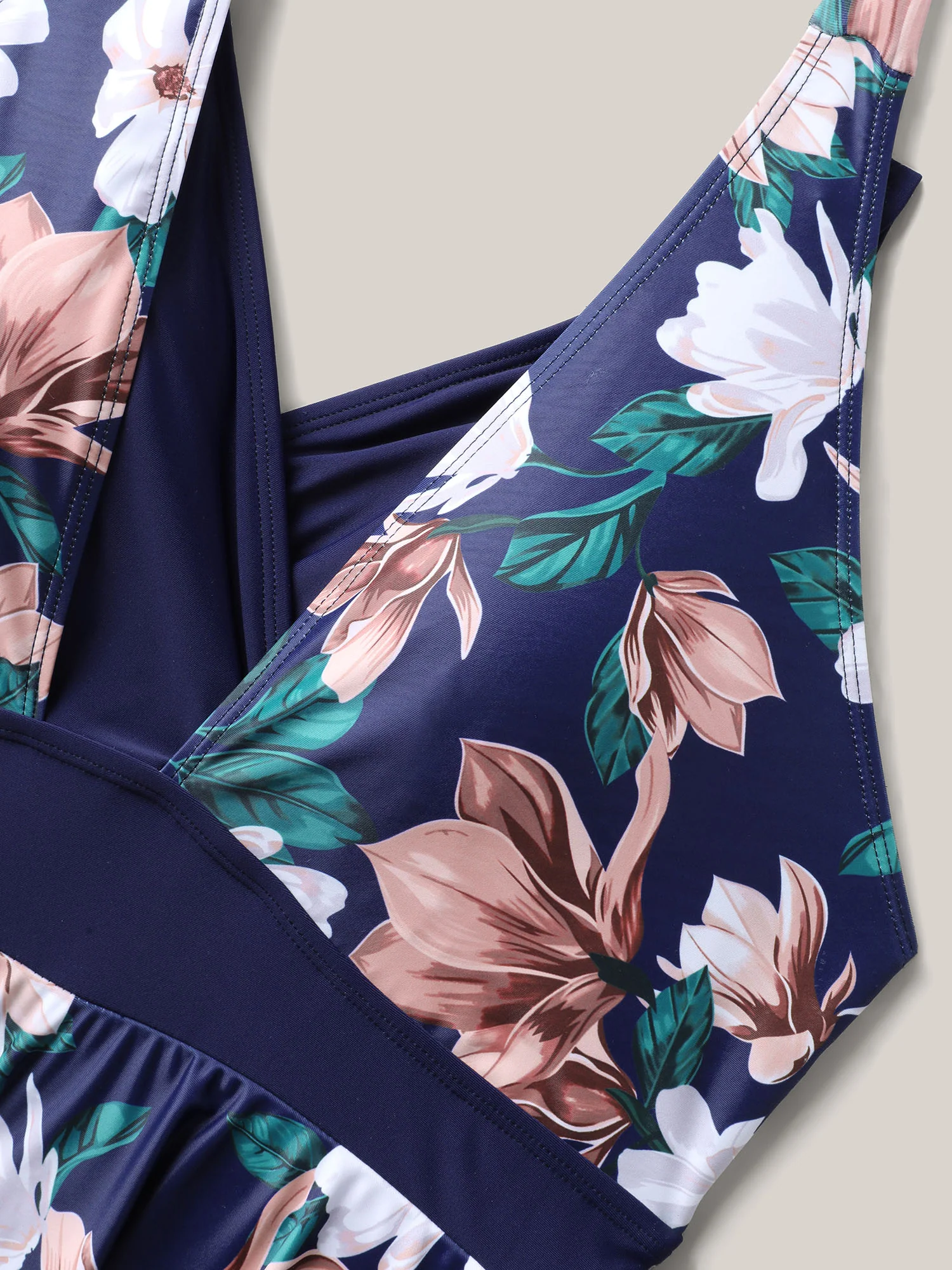 Floral Print Color Block Swim Dress - Image 5