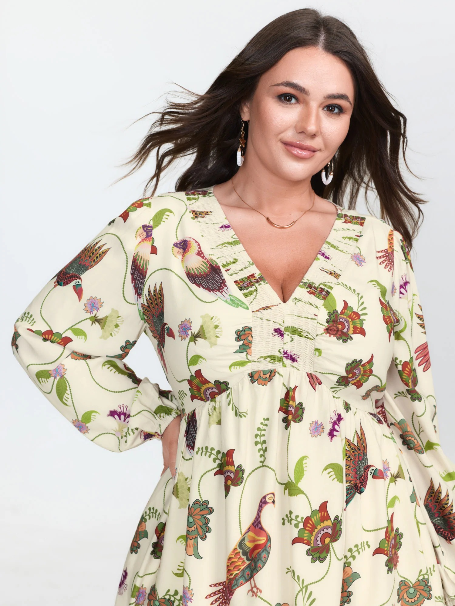 Floral Print Color Contrast Hem Mini Dress - Image 3