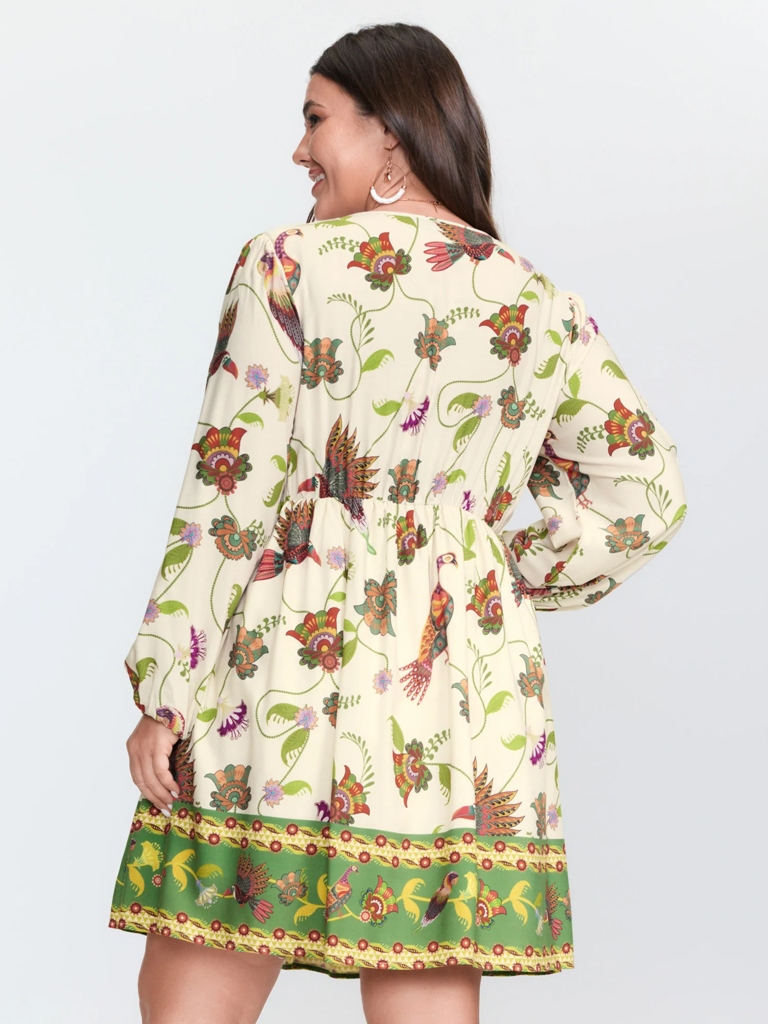 Floral Print Color Contrast Hem Mini Dress - Image 4