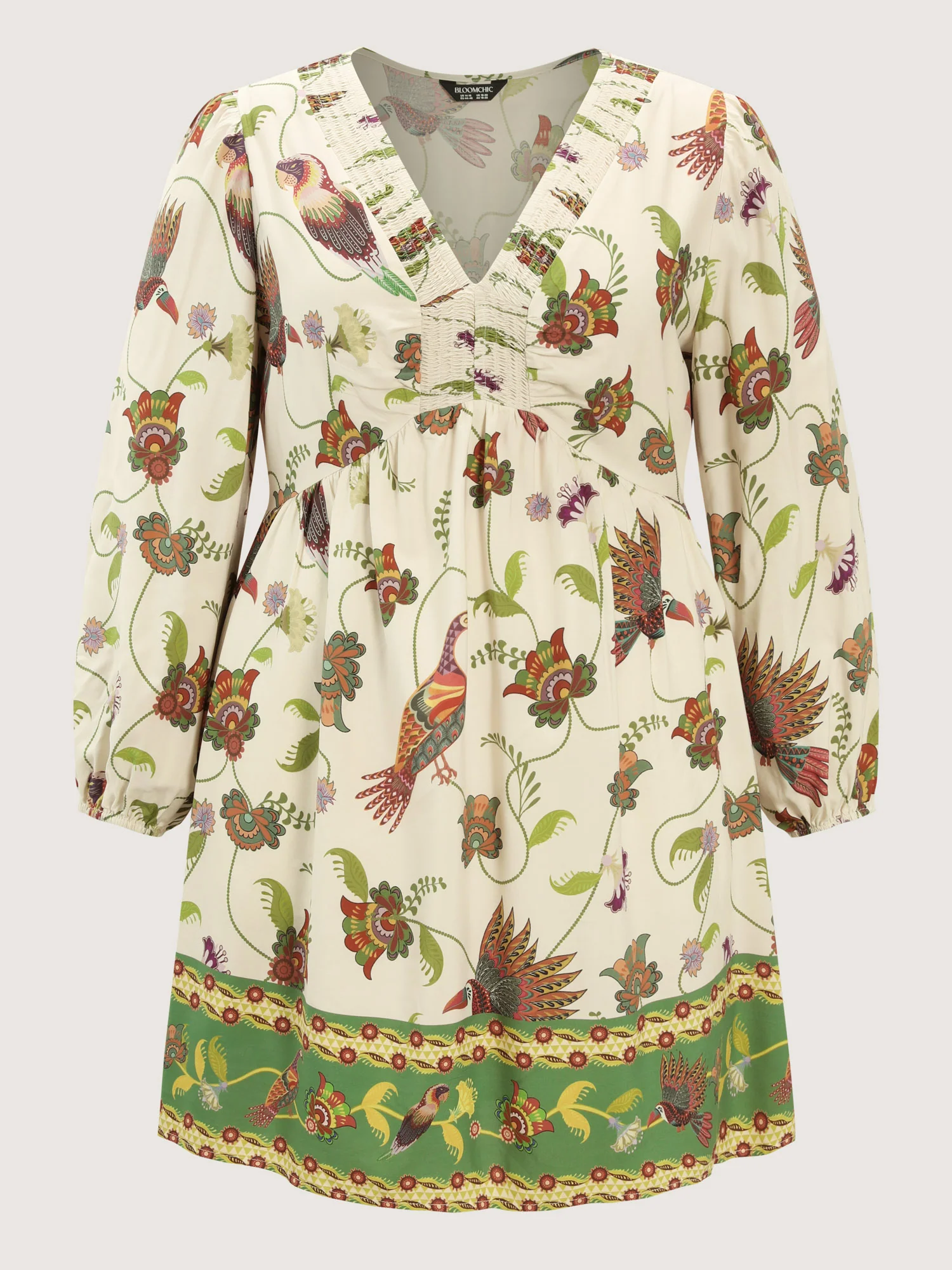Floral Print Color Contrast Hem Mini Dress - Image 7