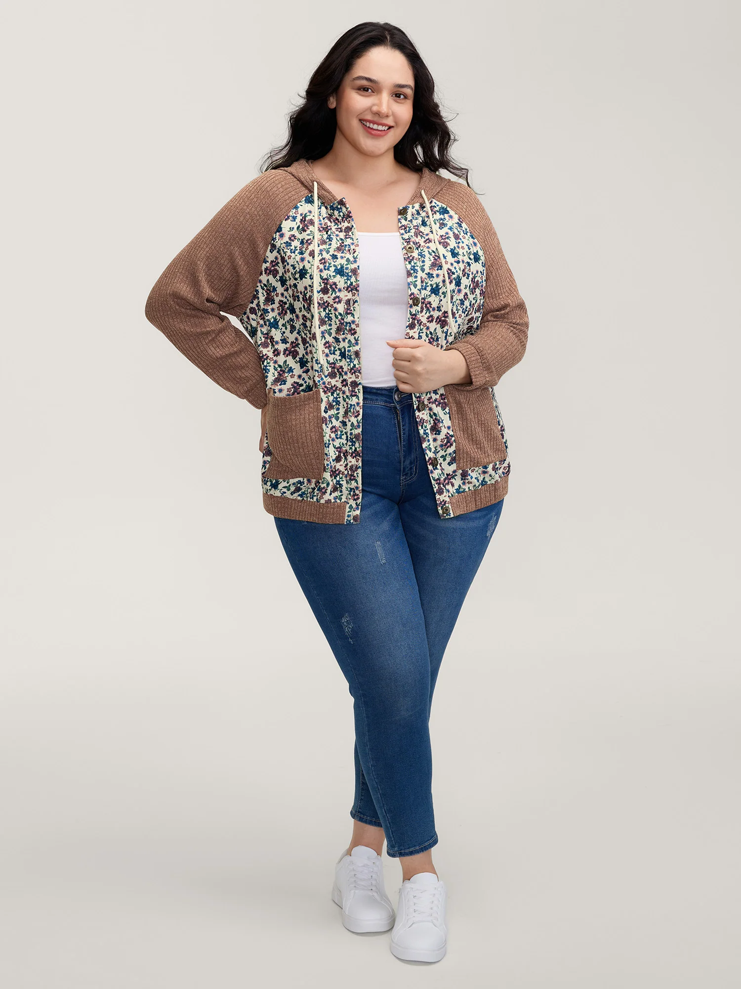 Floral Print Color Contrast Jacket - Image 3
