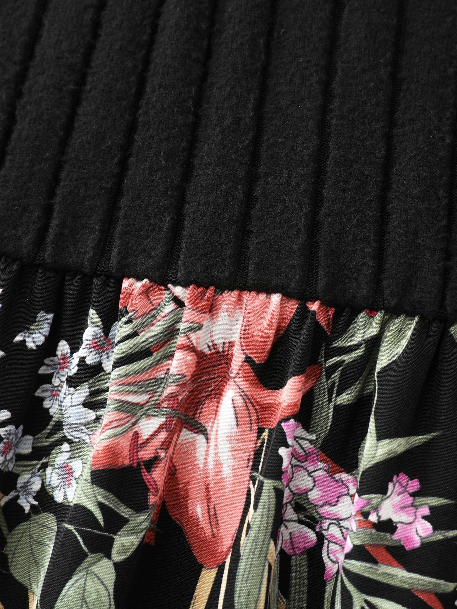 Floral Print Color Contrast Midi Dress - Image 7