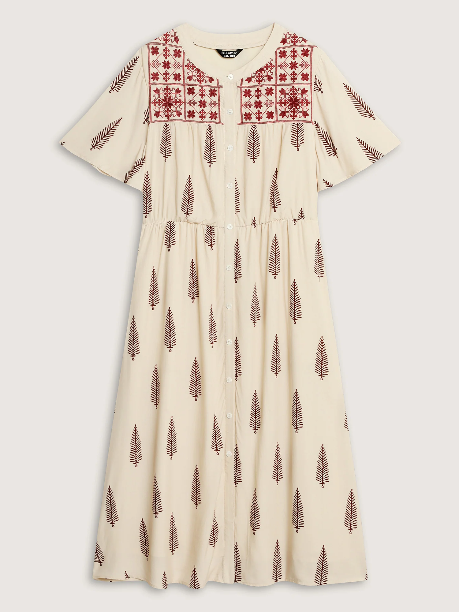 Floral Print Color Contrast Pockets Midi Dress - Image 5