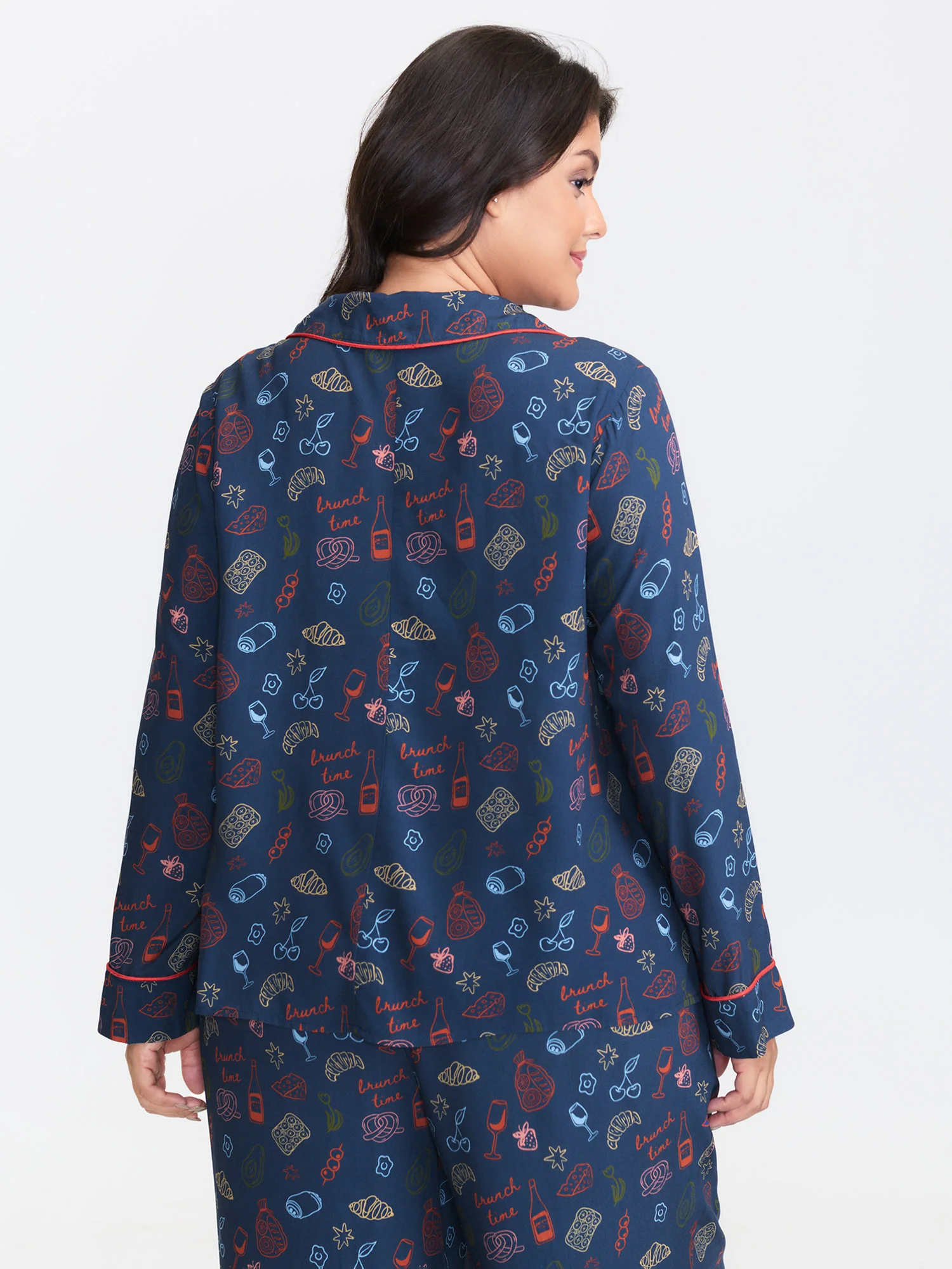 Colorful Floral Print Color Contrast Pajama Top - Image 4