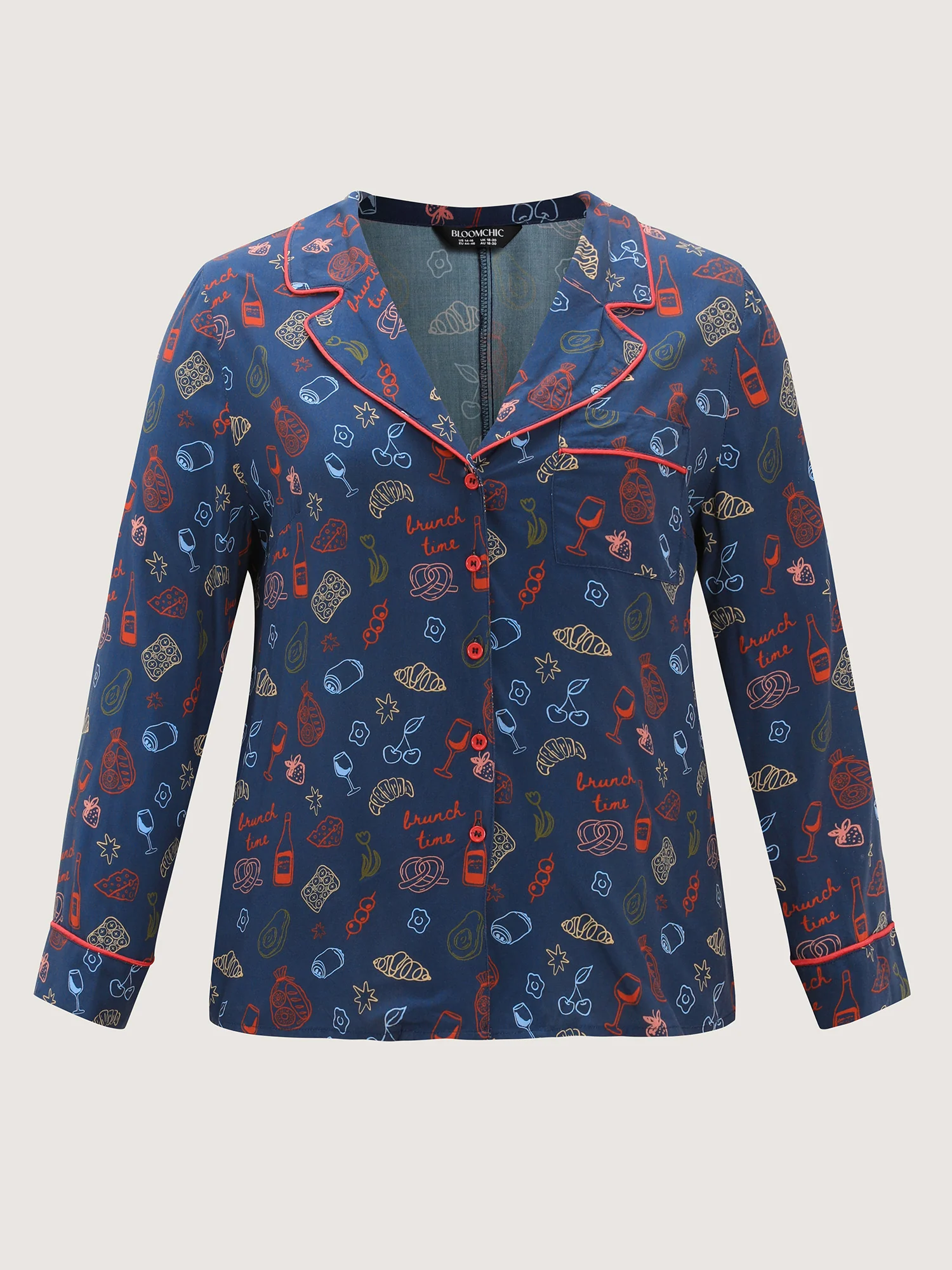 Colorful Floral Print Color Contrast Pajama Top - Image 7