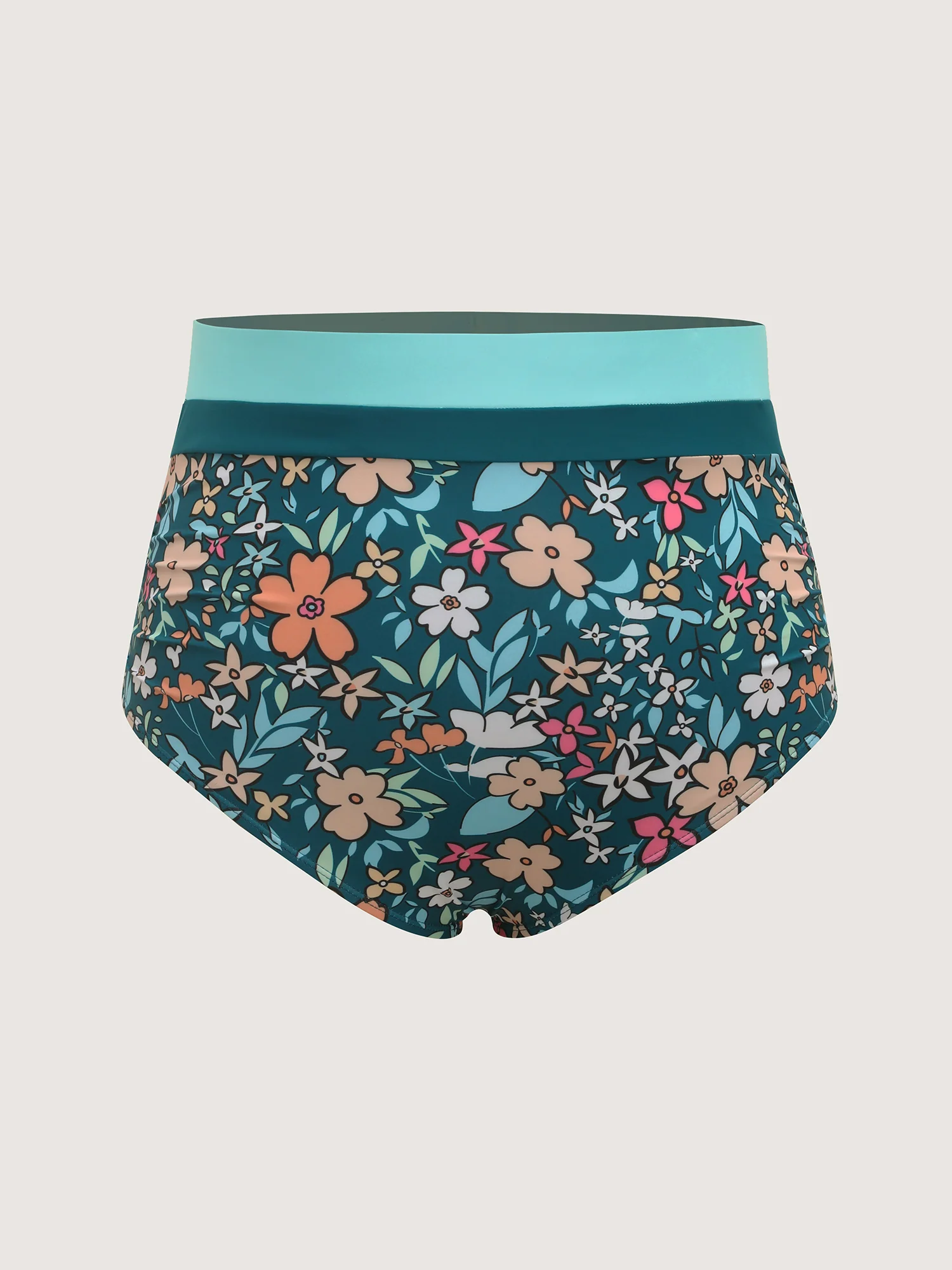 Floral Print Color Contrast Bikini Bottoms - Image 6