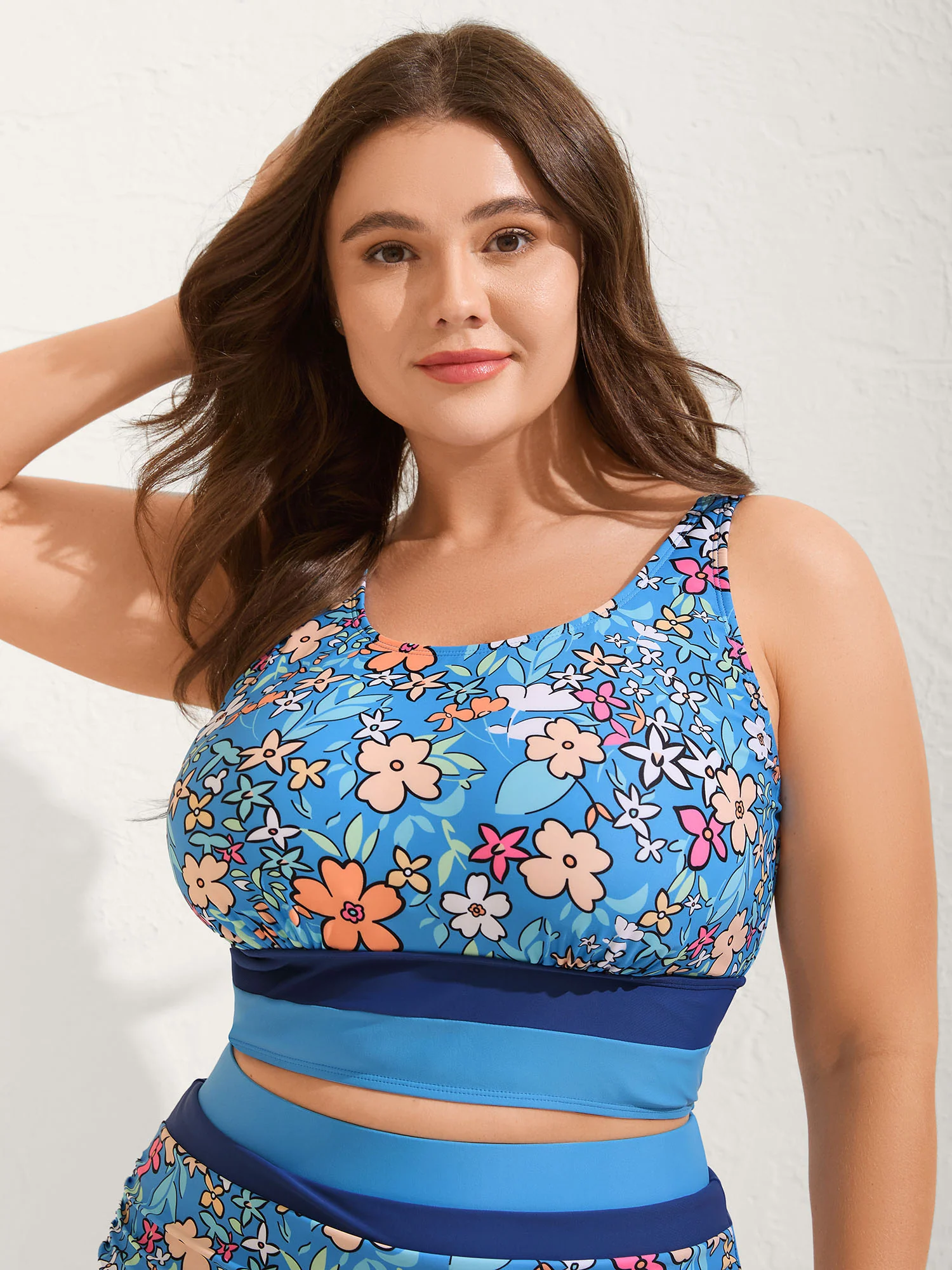 Floral Print Color Contrast Bikini Top - Image 20