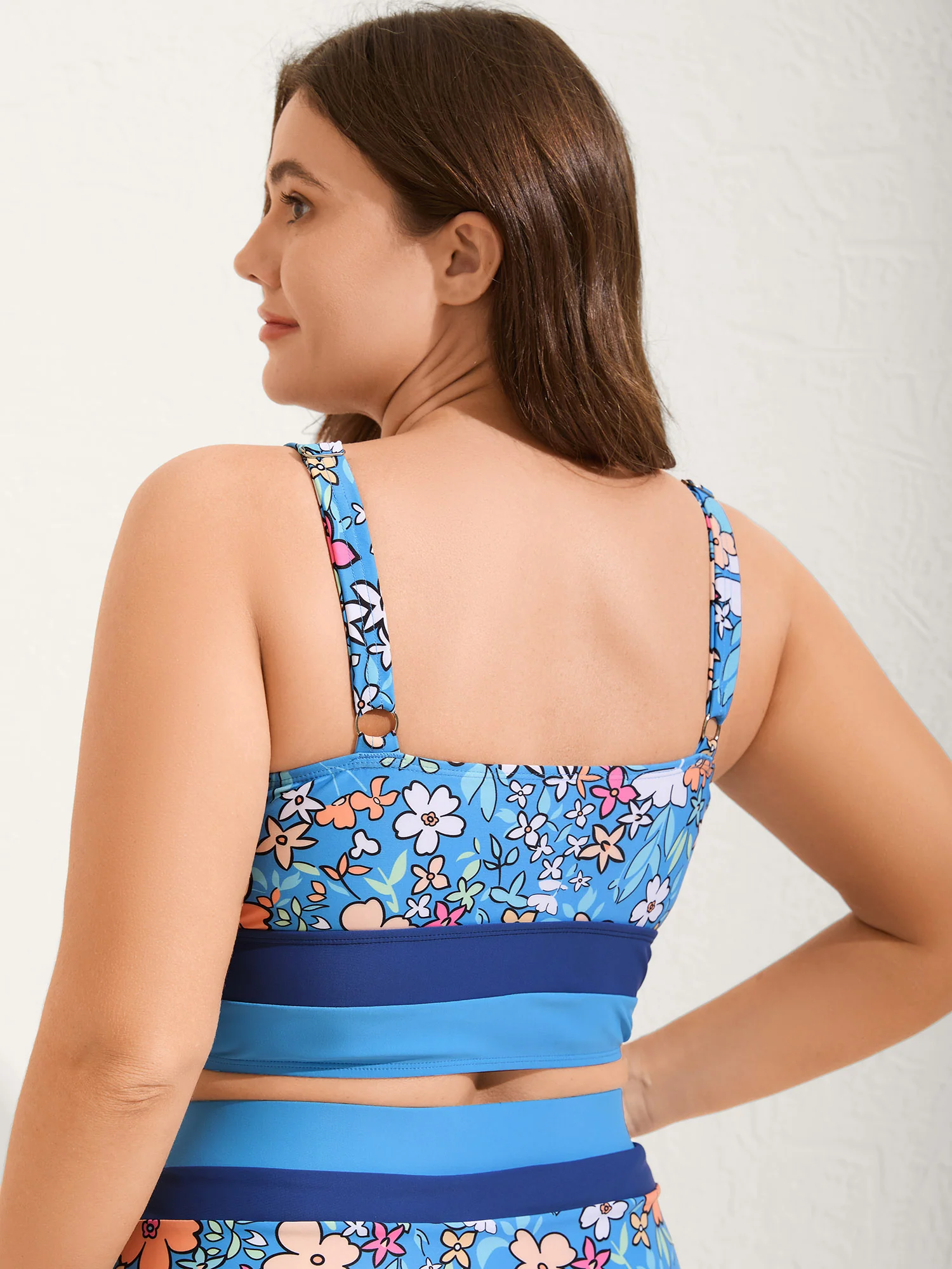 Floral Print Color Contrast Bikini Top - Image 21