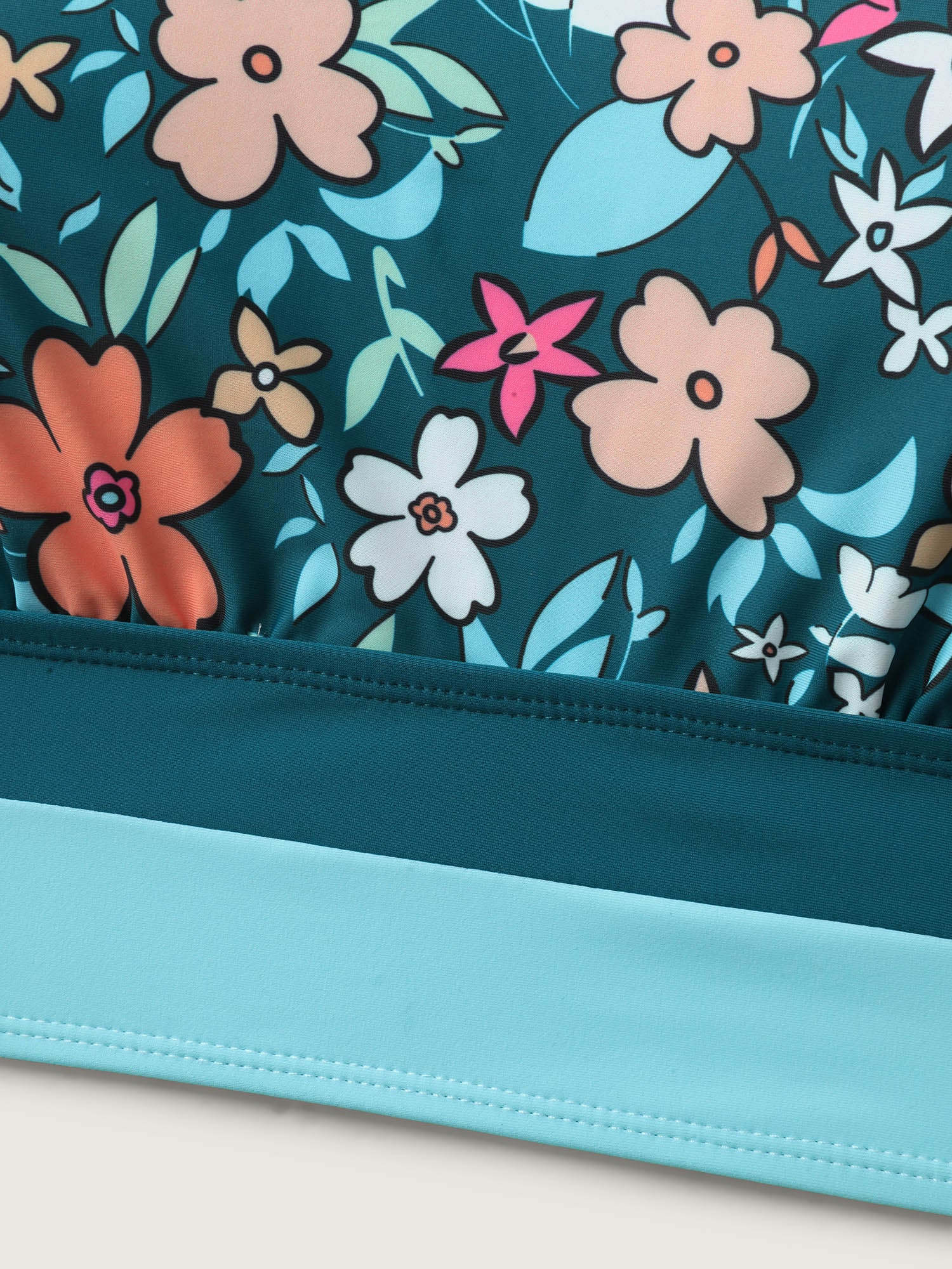 Floral Print Color Contrast Bikini Top - Image 5