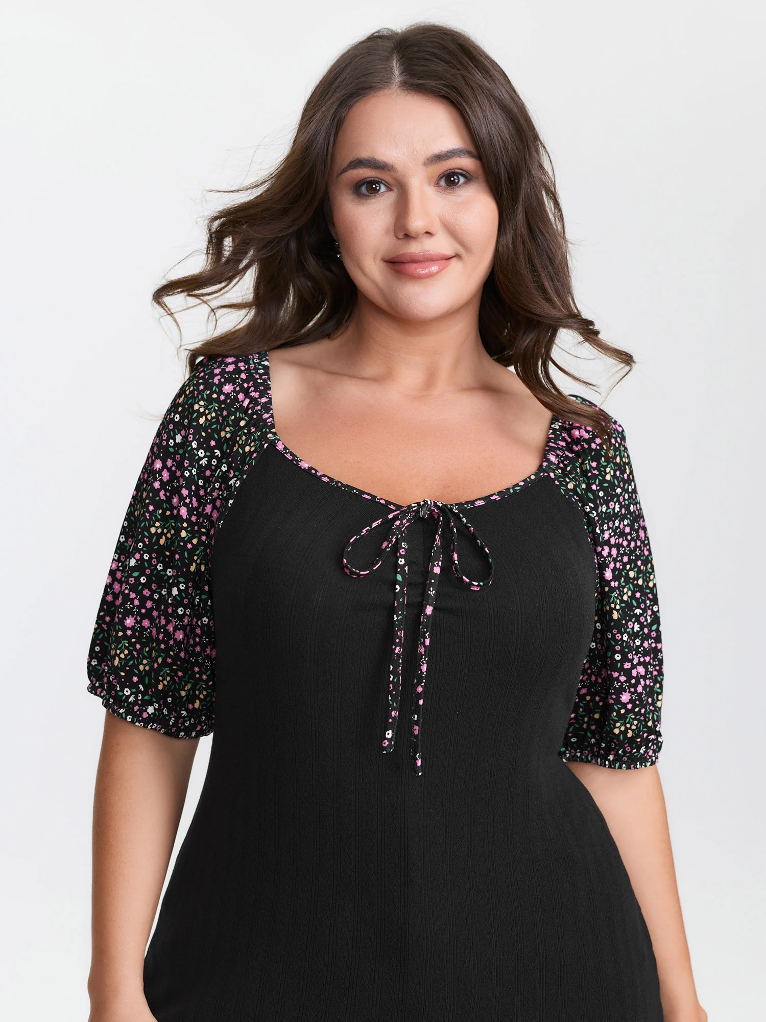 Floral Print Color Contrast T-Shirt - Image 4