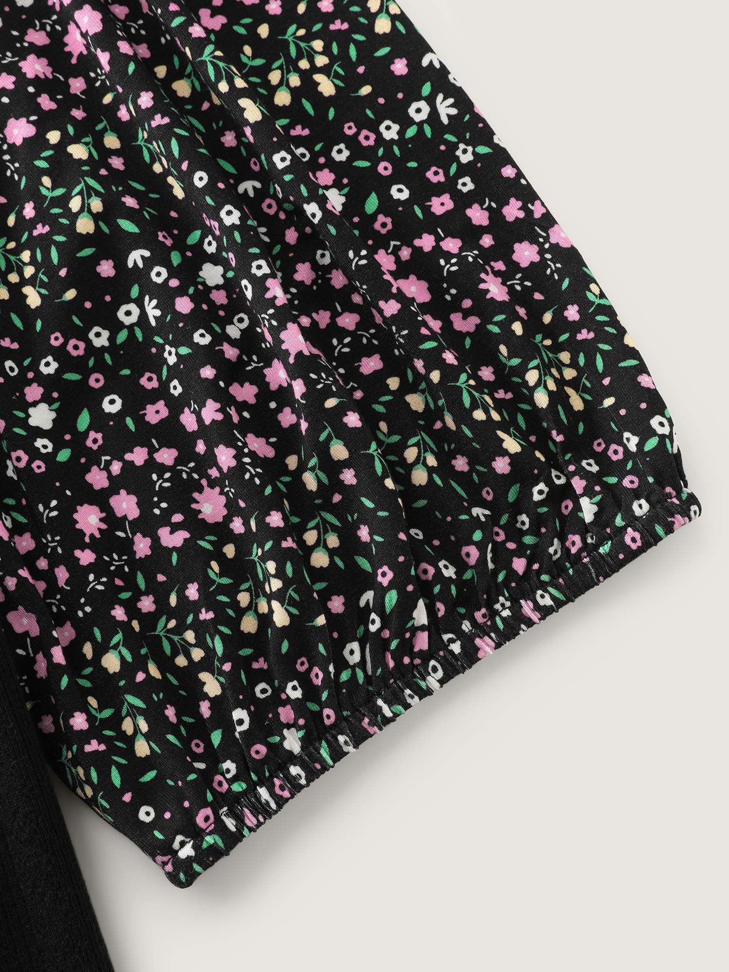 Floral Print Color Contrast T-Shirt - Image 7