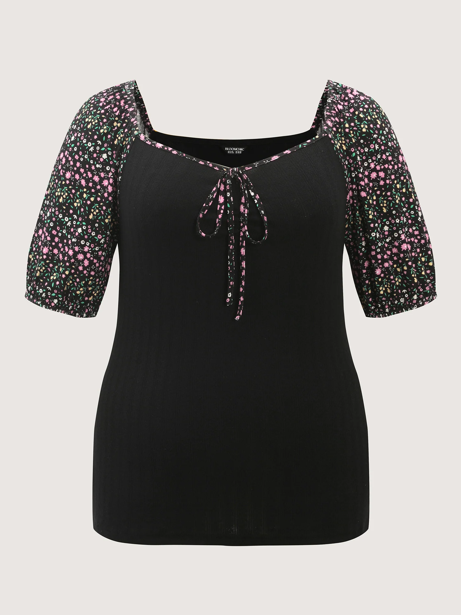 Floral Print Color Contrast T-Shirt - Image 8