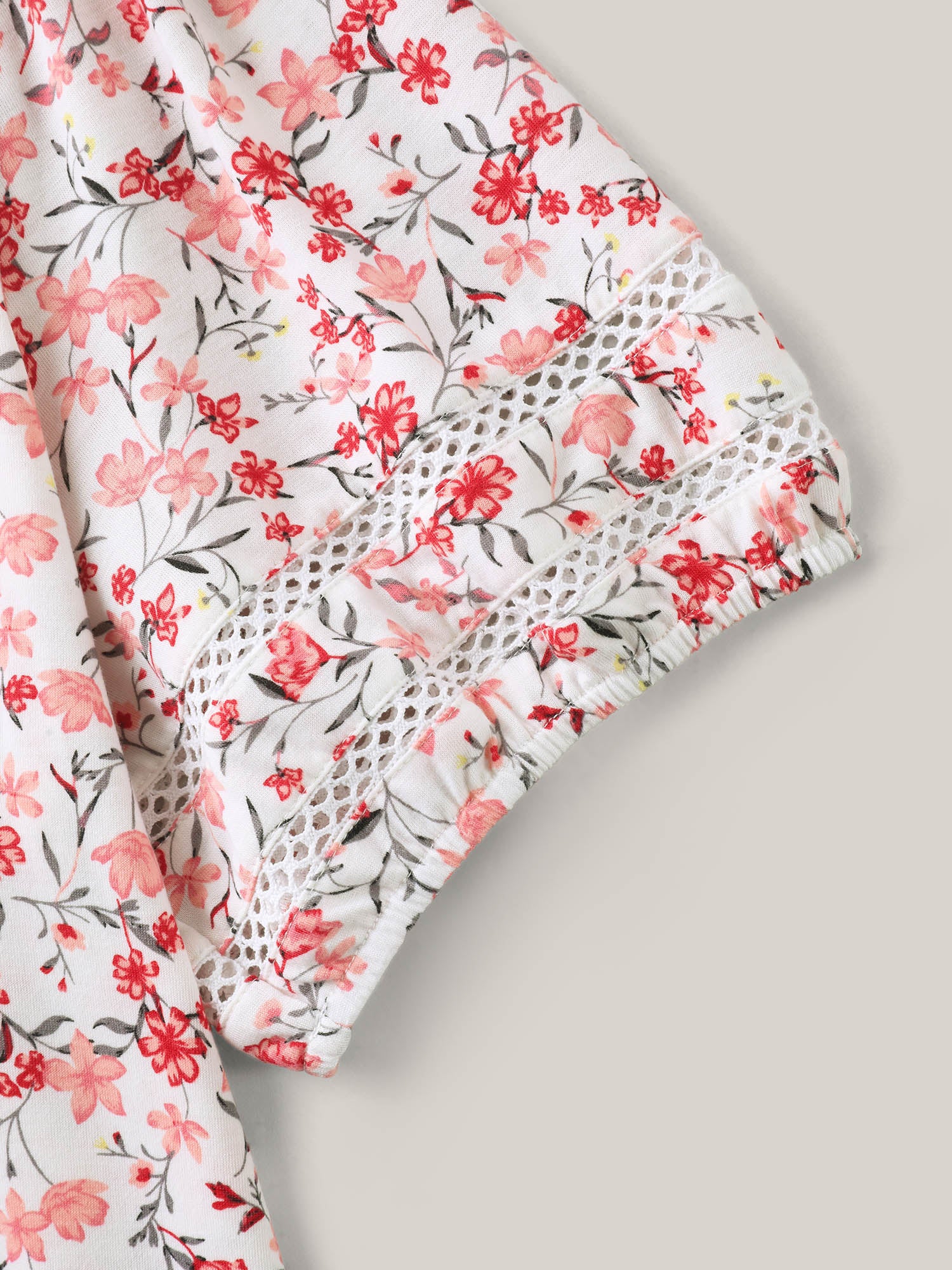 Floral Print Colorful Lace Knit Top - Image 5