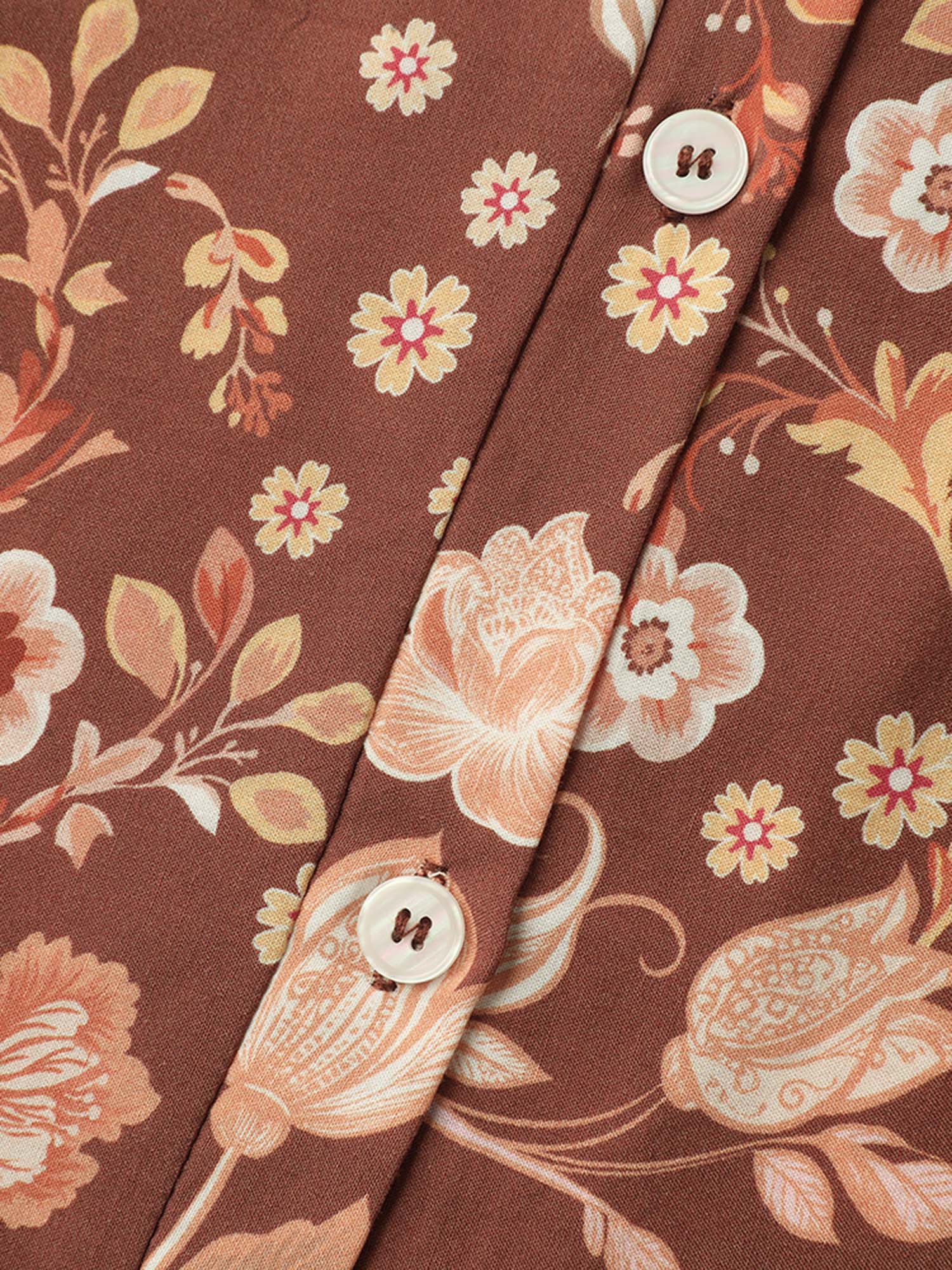 Floral Print Contrast Button-Front Shirt - Image 5
