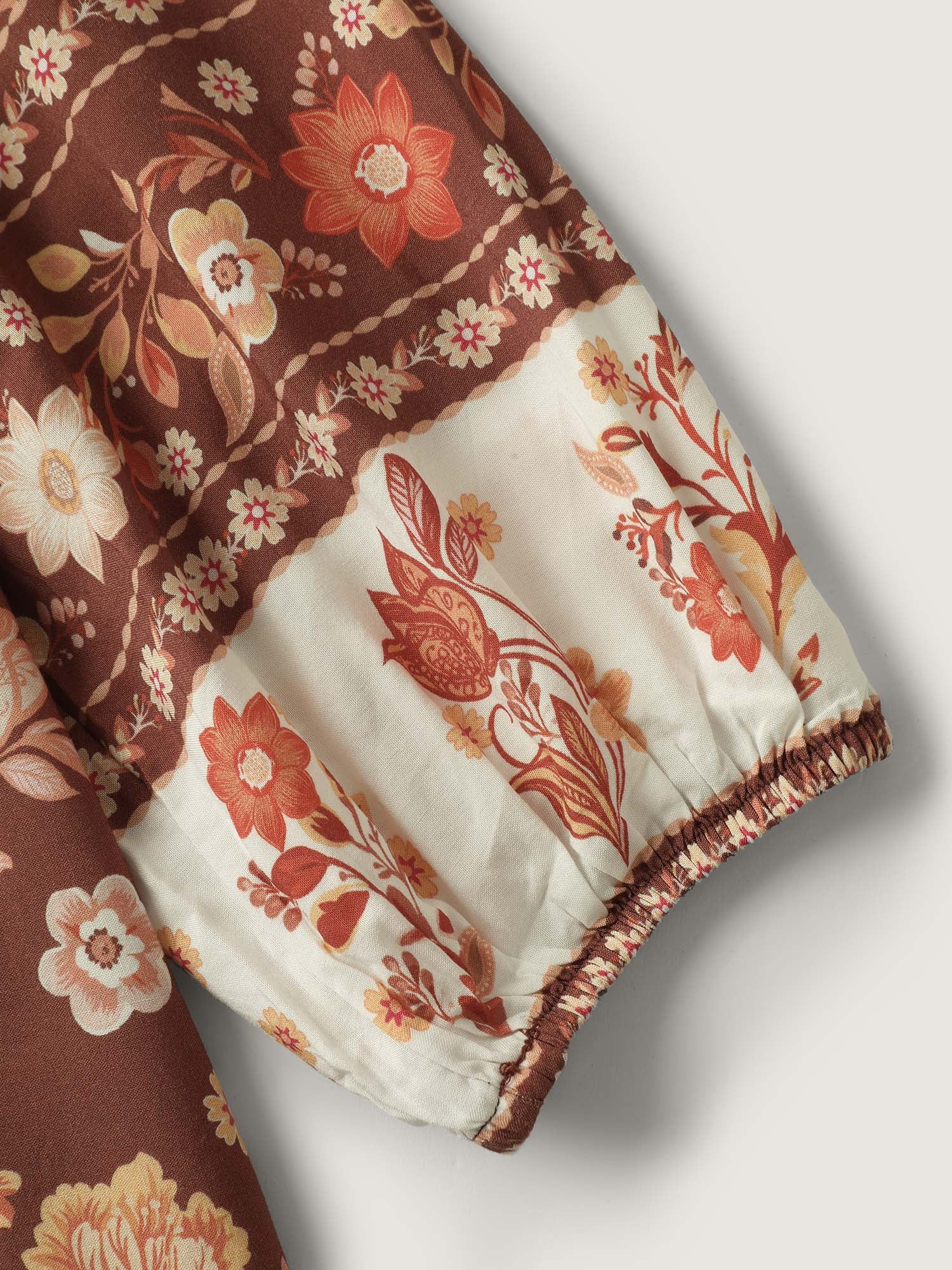Floral Print Contrast Button-Front Shirt - Image 6