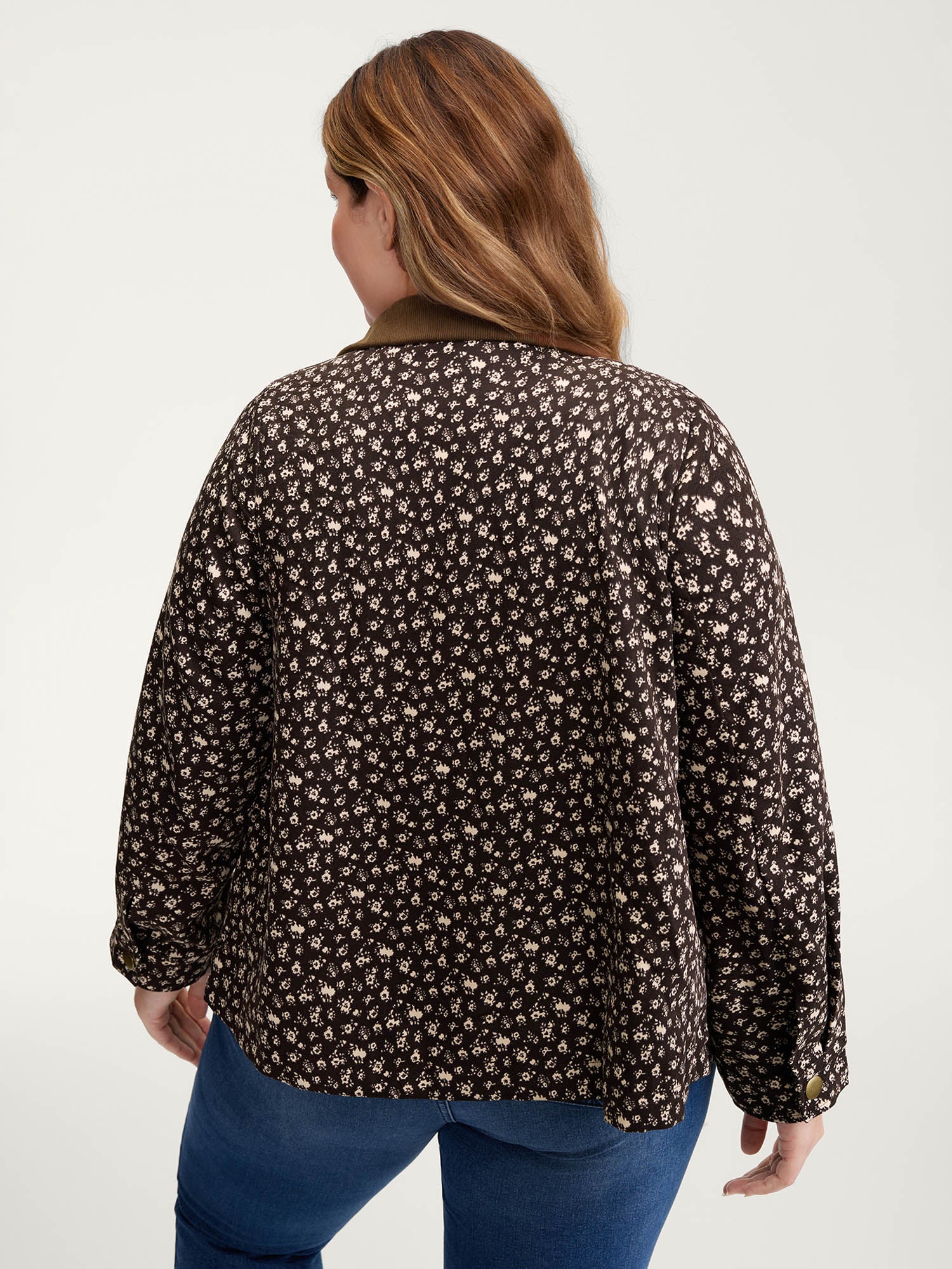 Floral Print Contrast Collar Jacket - Image 4