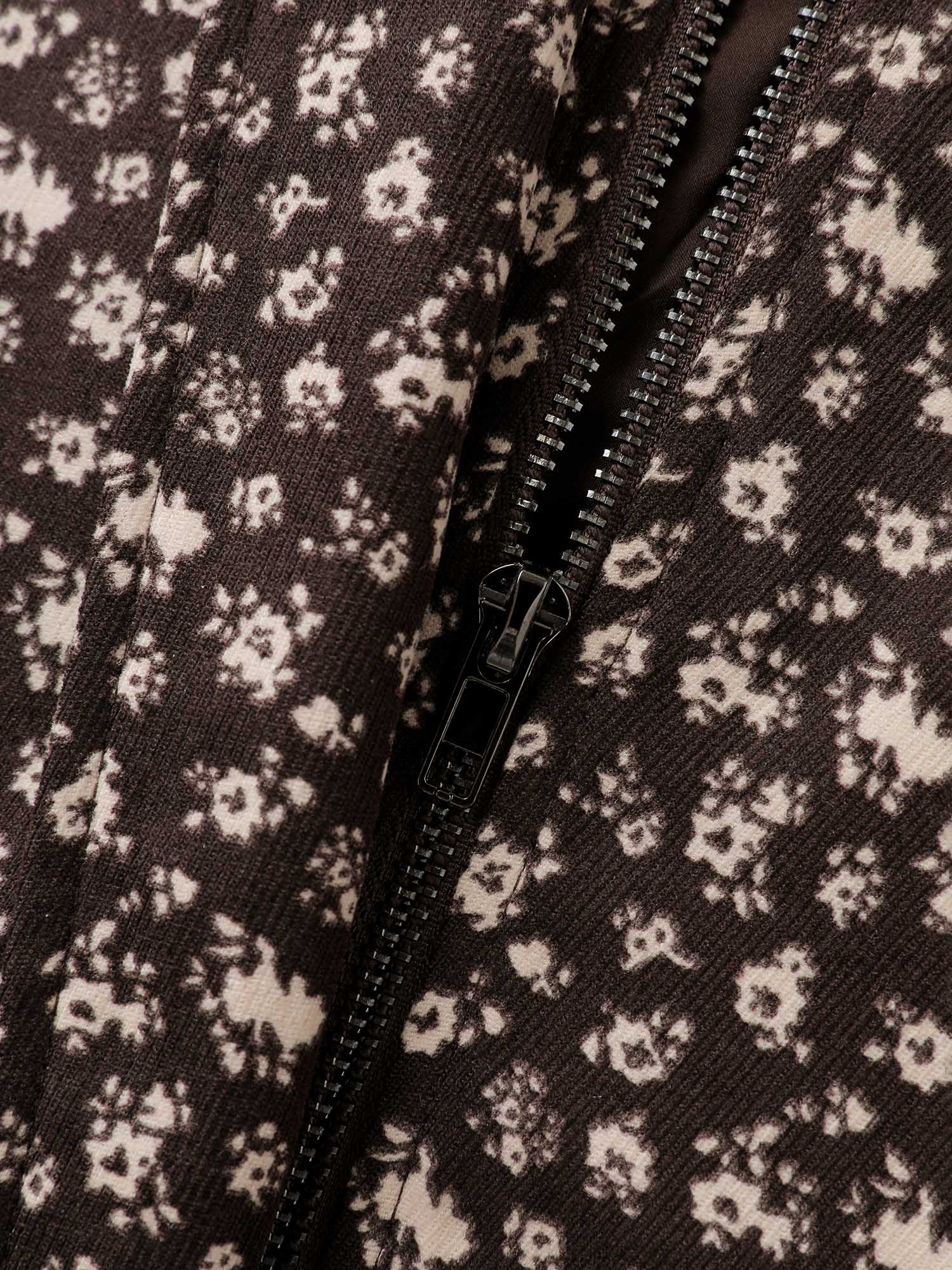 Floral Print Contrast Collar Jacket - Image 5