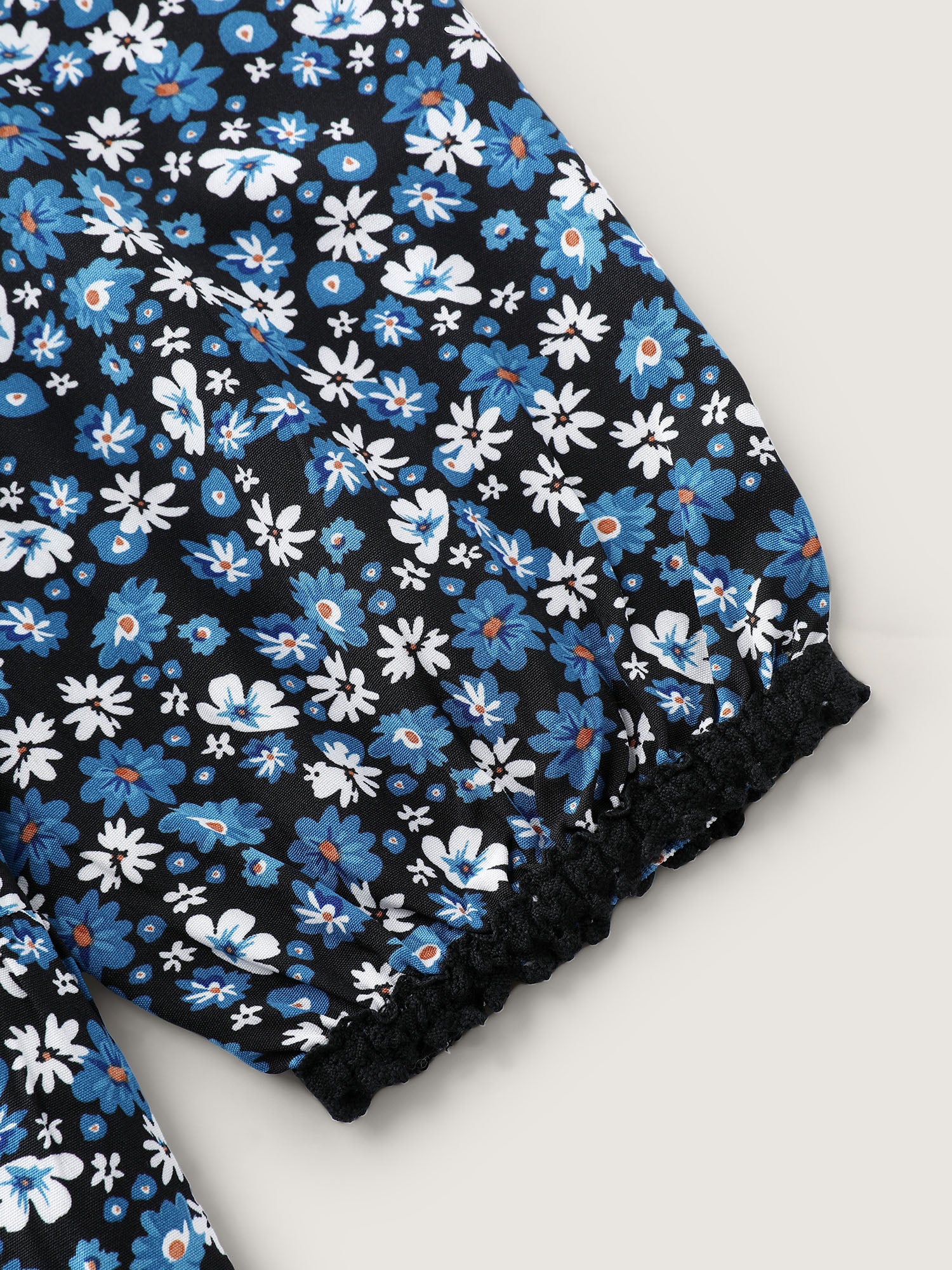 Floral Print Contrast Color Belted Midi Dress - Image 8