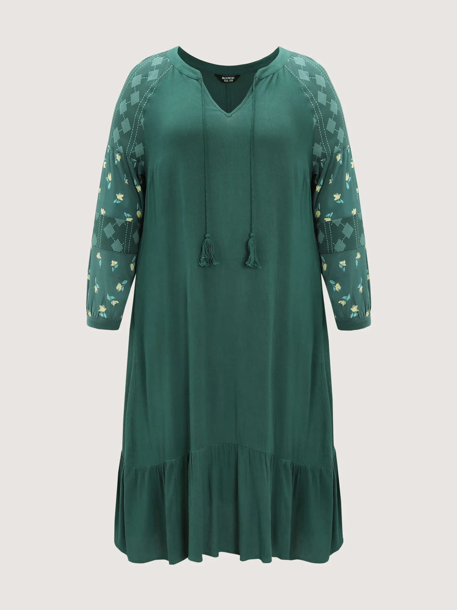 Floral Print Contrast Drawstring Midi Dress - Image 7