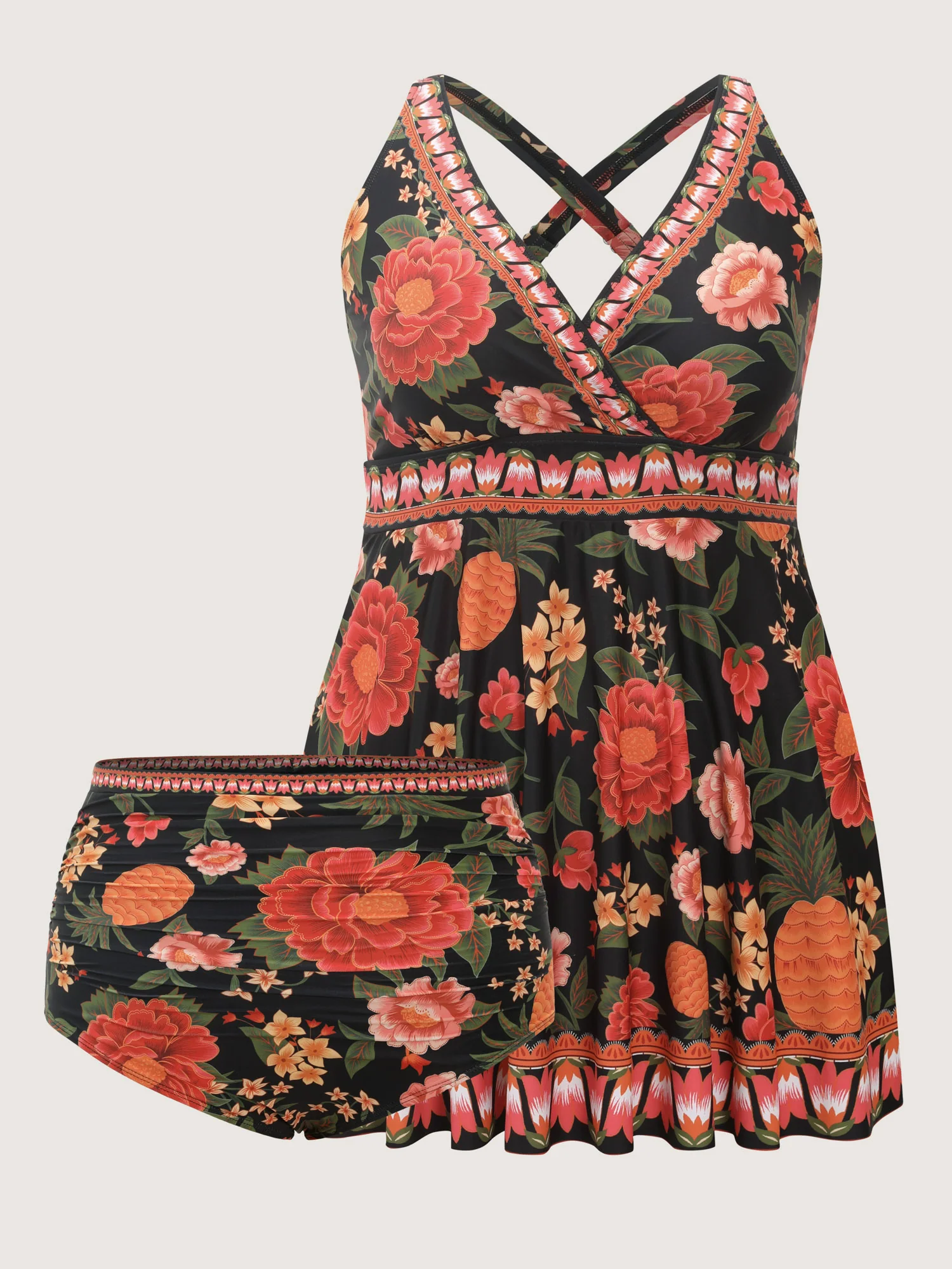Floral Print Contrast Edge Swim Dress - Image 6