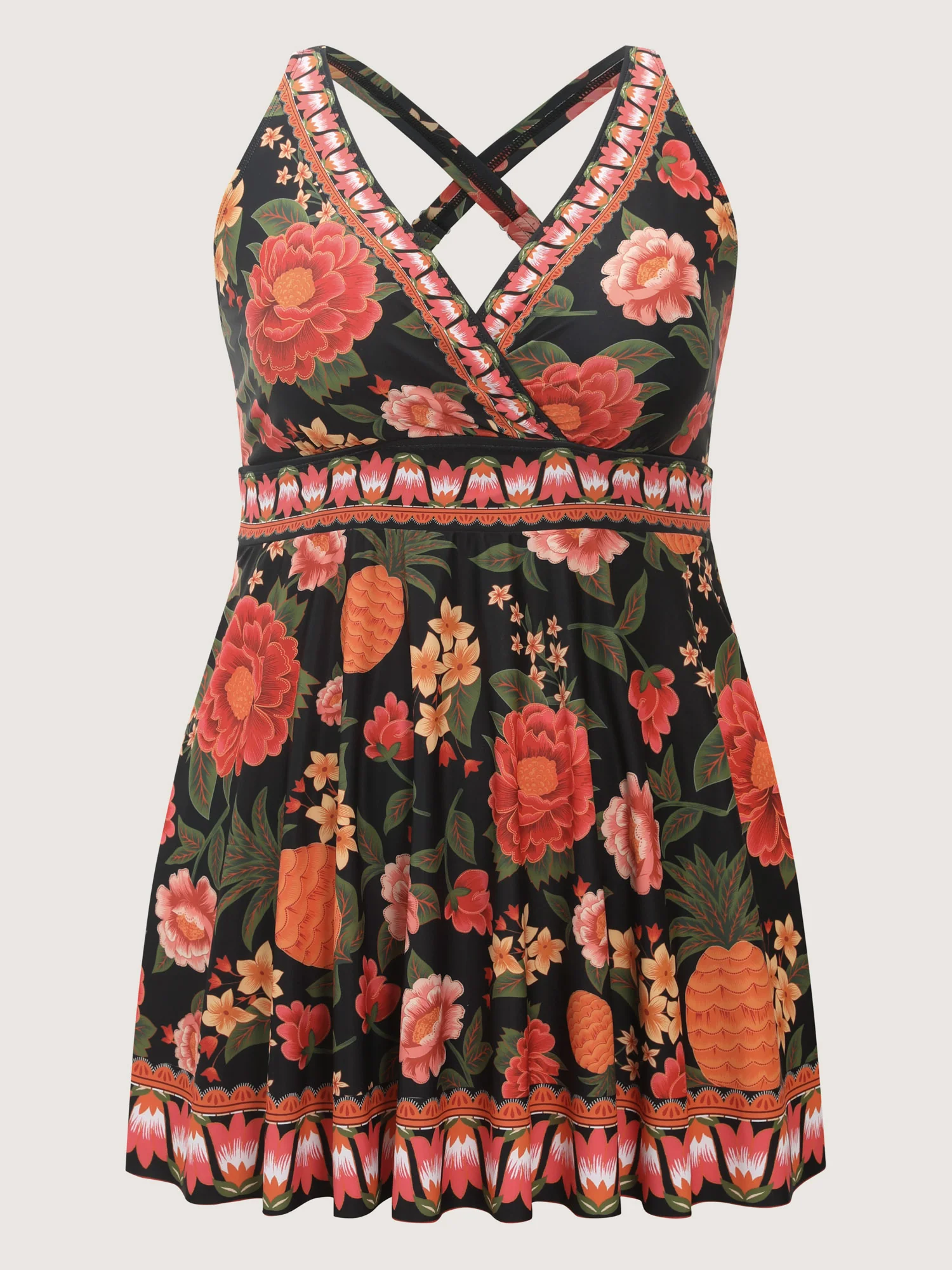 Floral Print Contrast Edge Swim Dress - Image 7