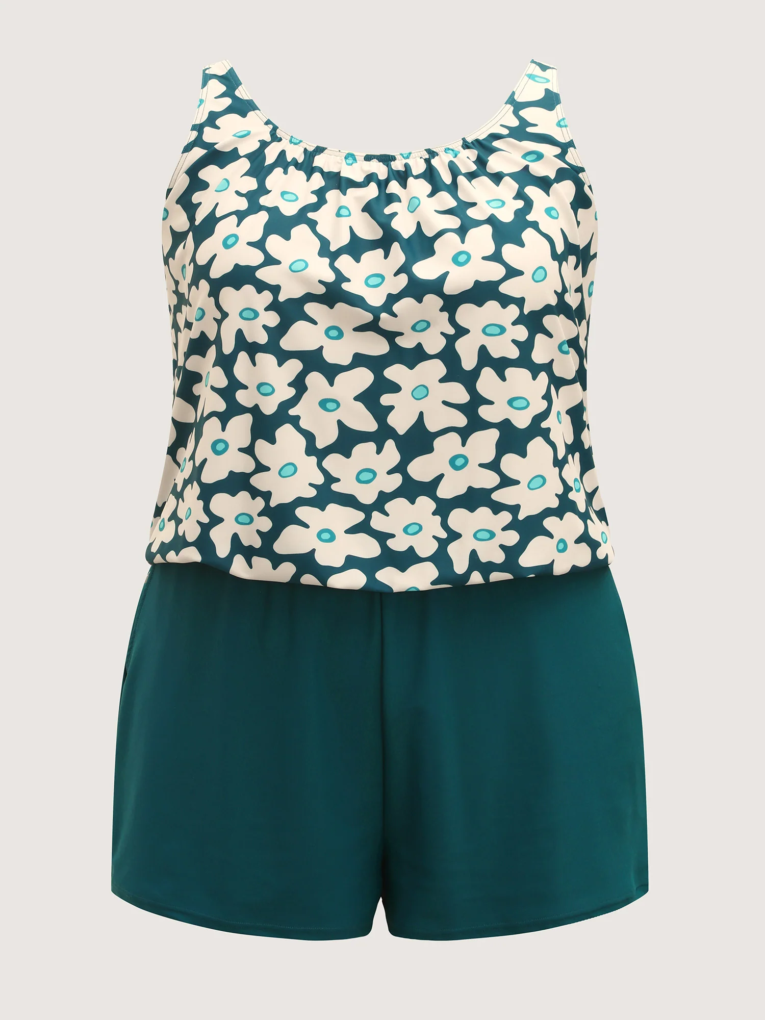 Floral Print Contrast One-Piece Swimsuit - Image 11