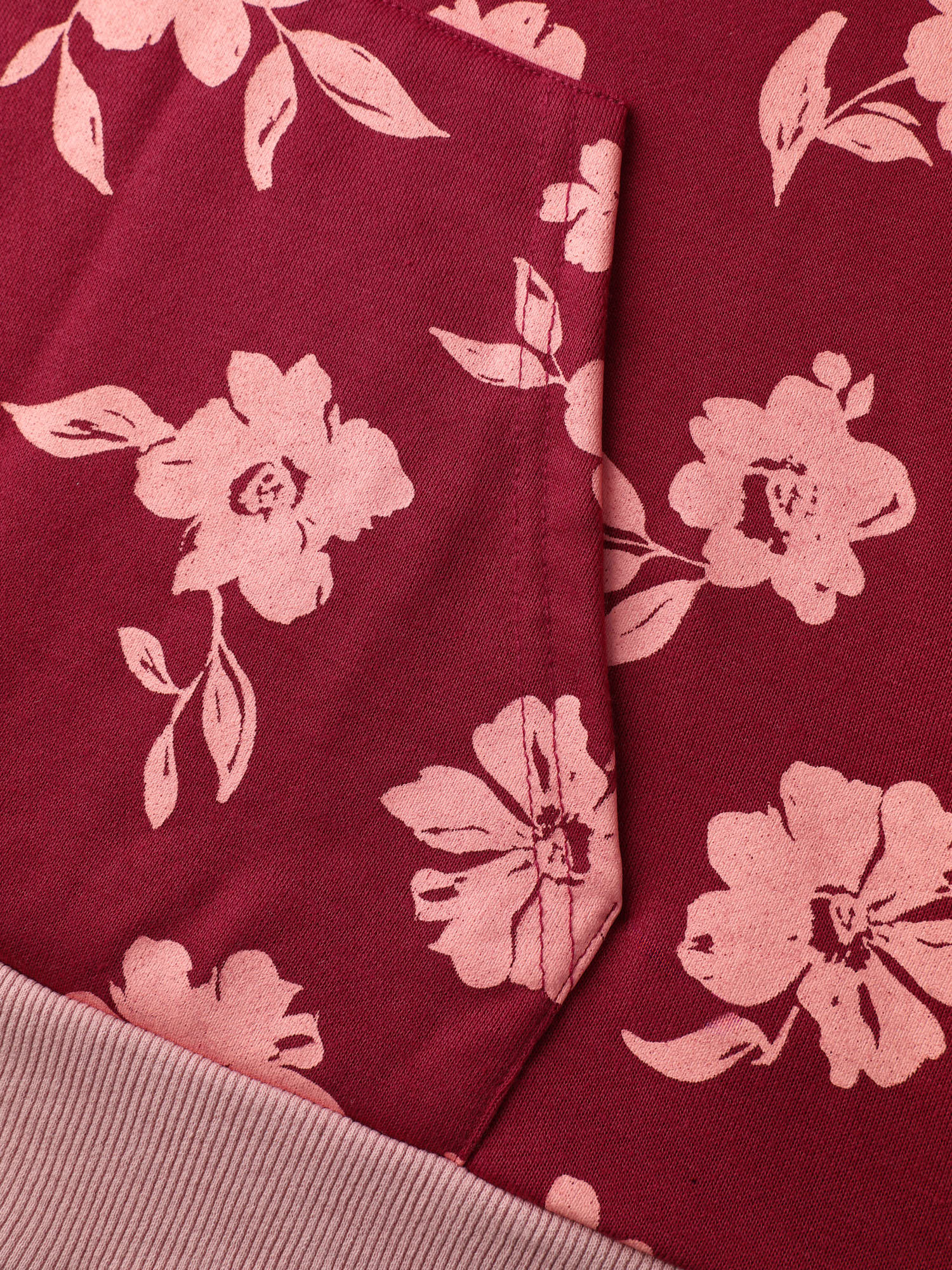 Floral Print Contrast Pockets Hoodie - Image 7