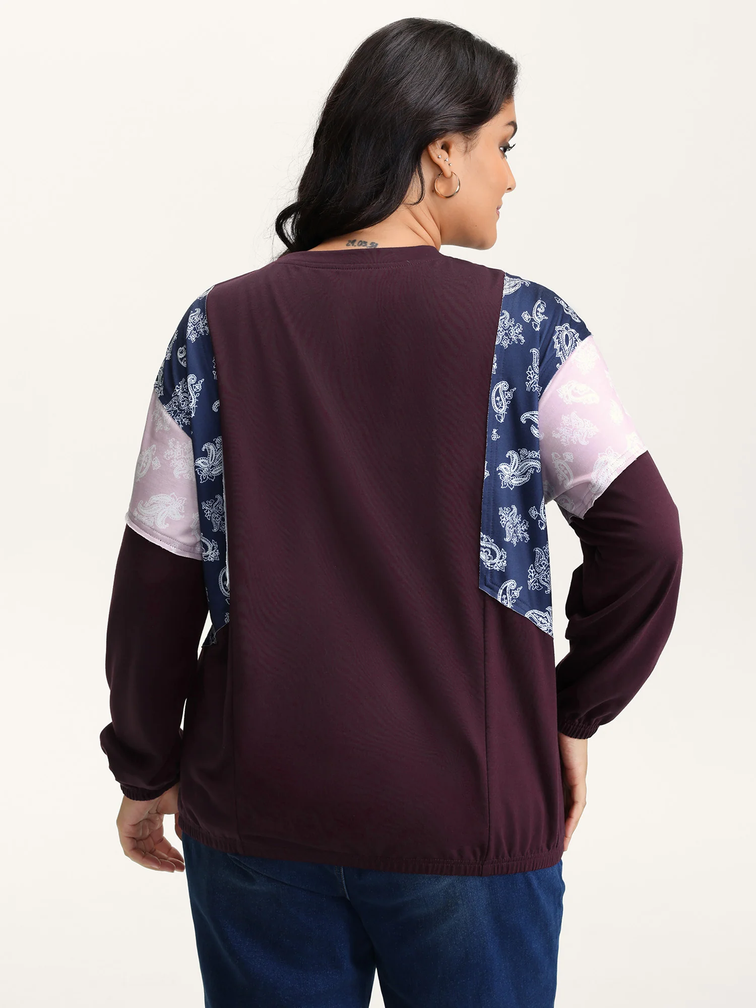 Floral Print Contrast Relaxed-Fit Sweatshirt - Image 4