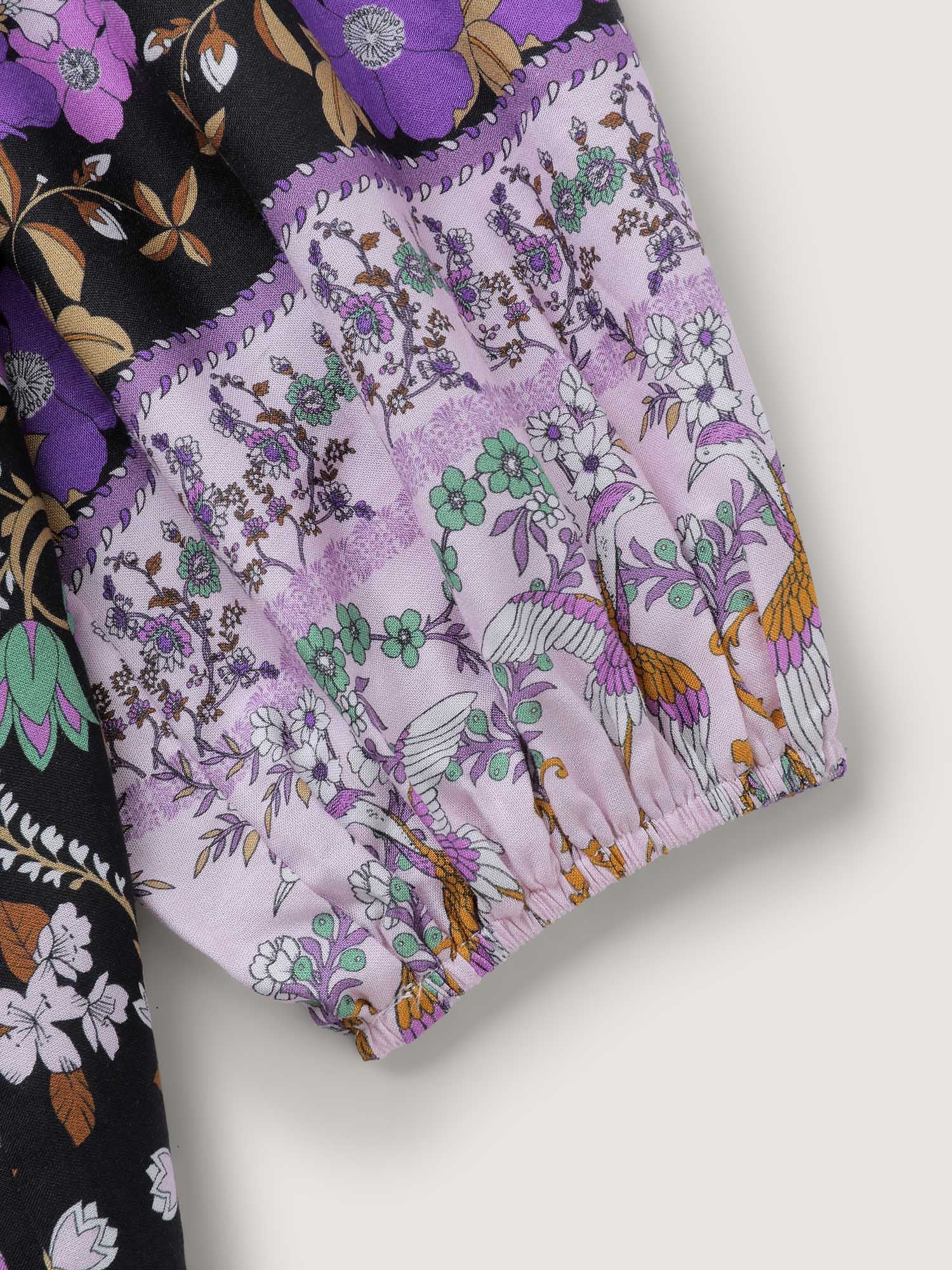 Floral Print Contrast Ruffled Trim Romper - Image 6