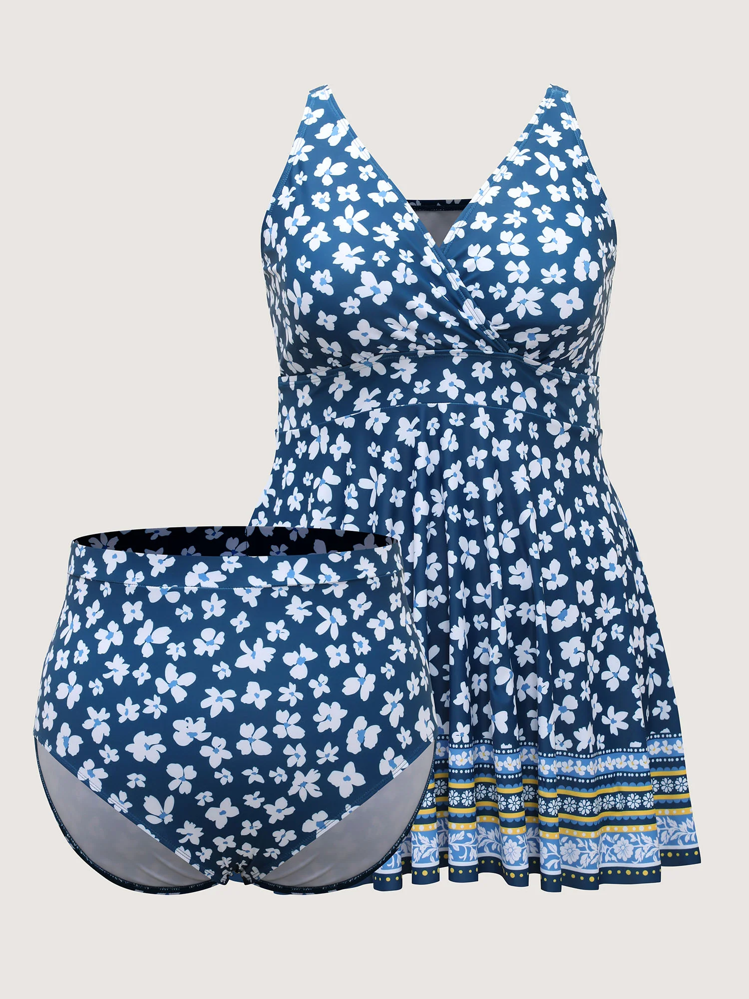 Floral Print Contrast Swim Dress - Image 5