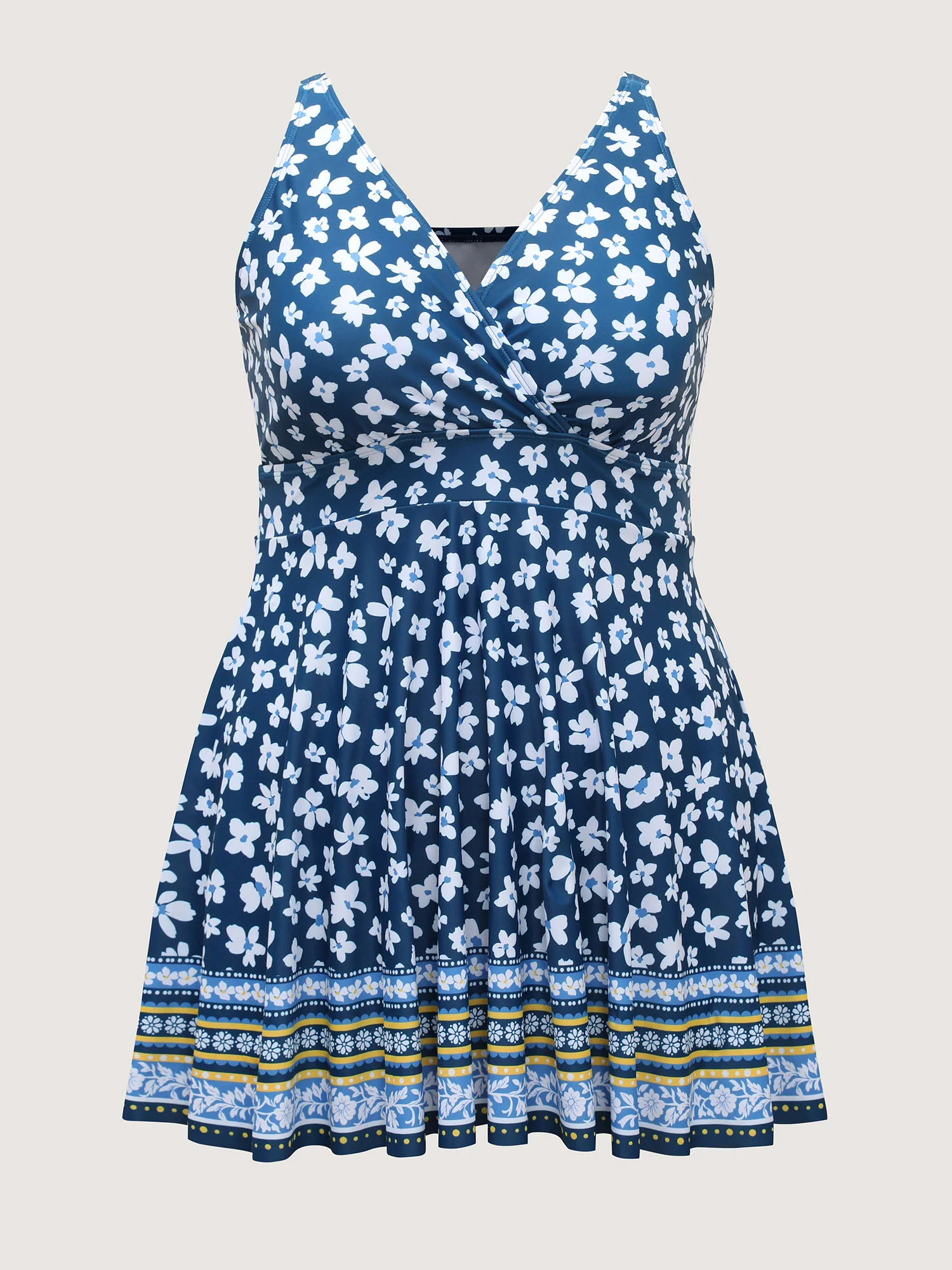 Floral Print Contrast Swim Dress - Image 6