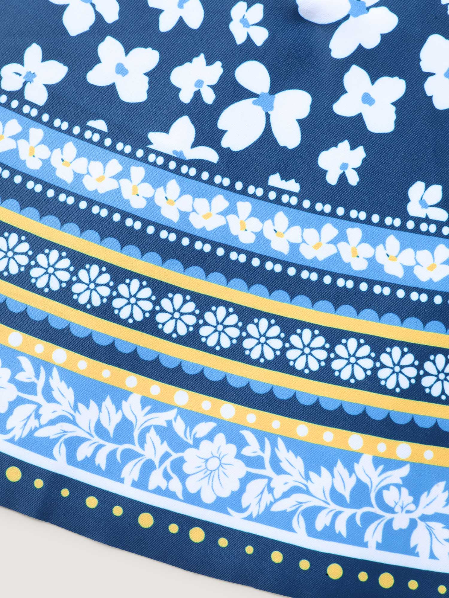 Floral Print Contrast Swim Dress - Image 9