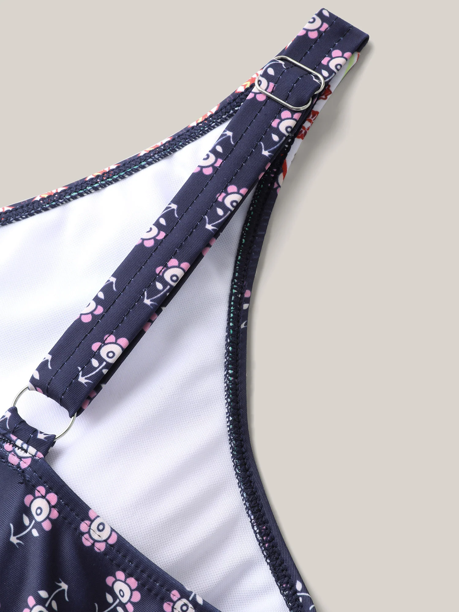 Floral Print Contrast Swim Romper - Image 5
