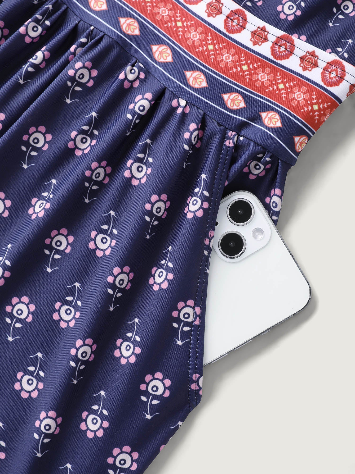 Floral Print Contrast Swim Romper - Image 6