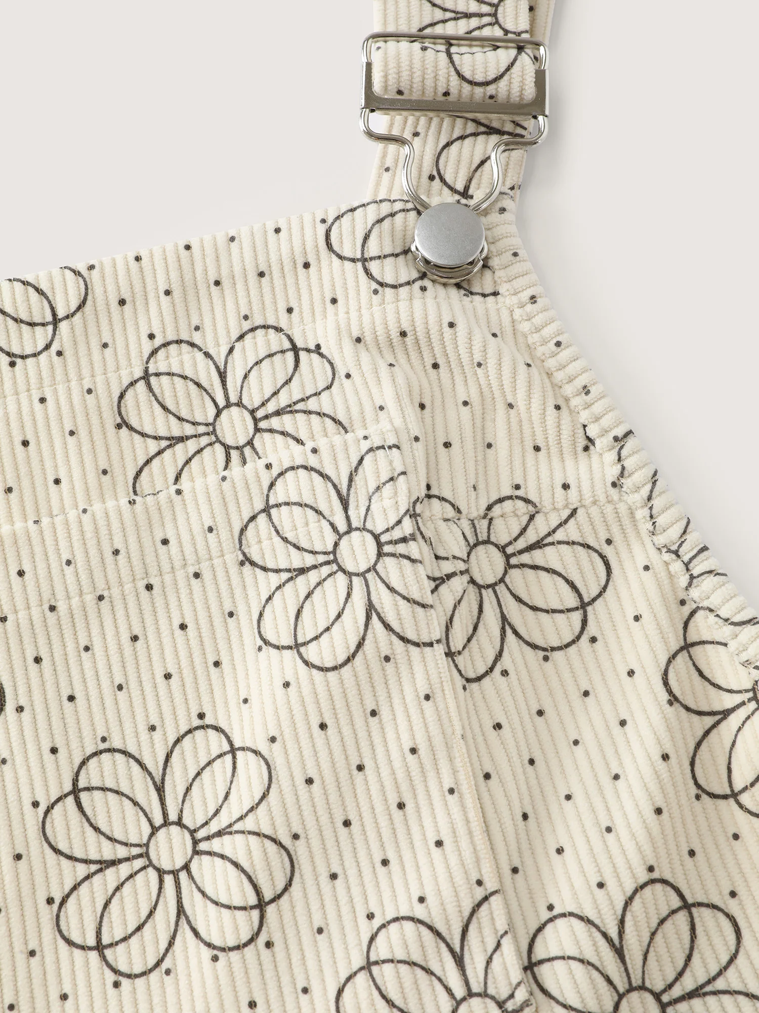 Floral Print Corduroy Pockets Jumpsuit - Image 5