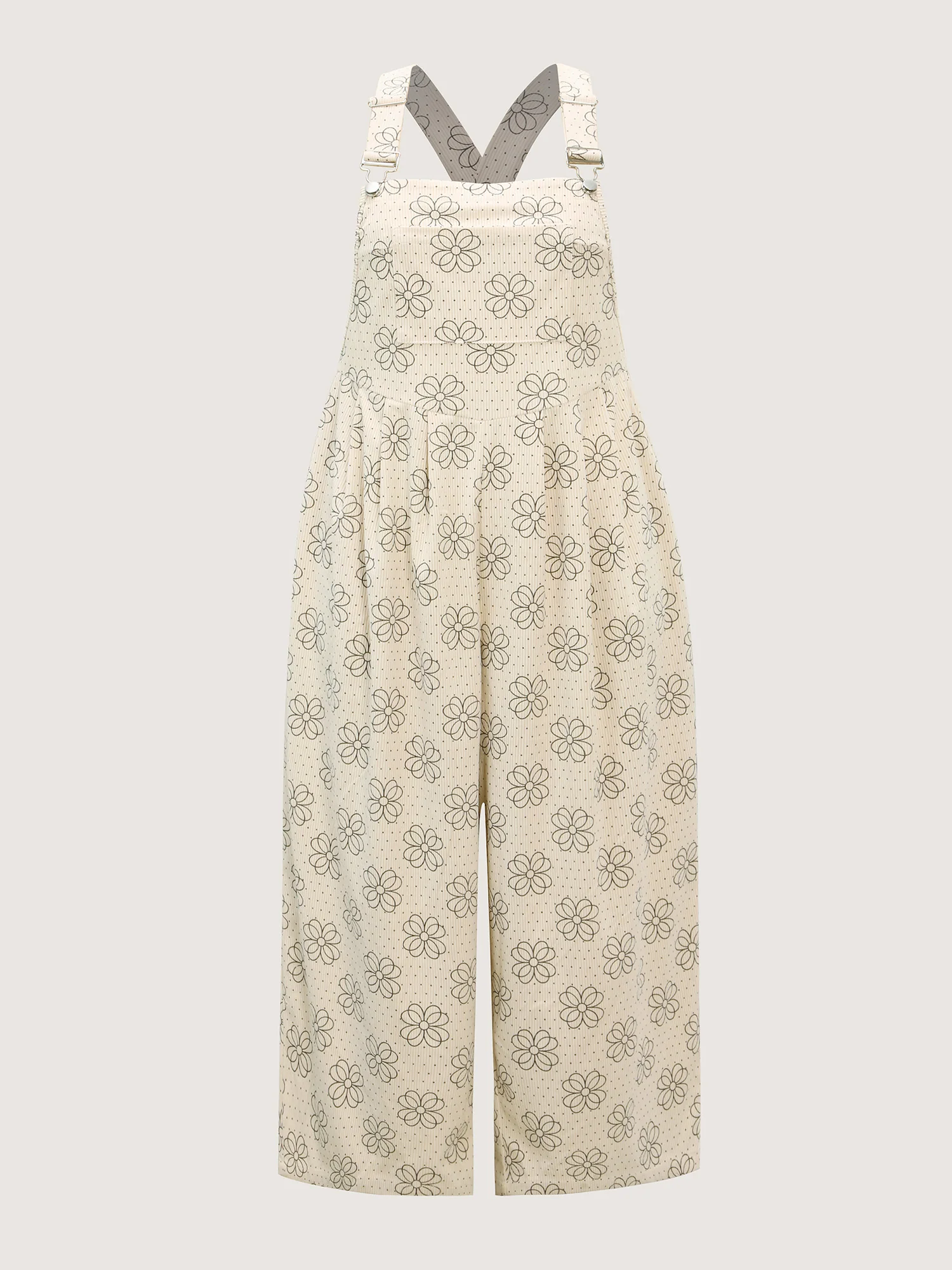 Floral Print Corduroy Pockets Jumpsuit - Image 7