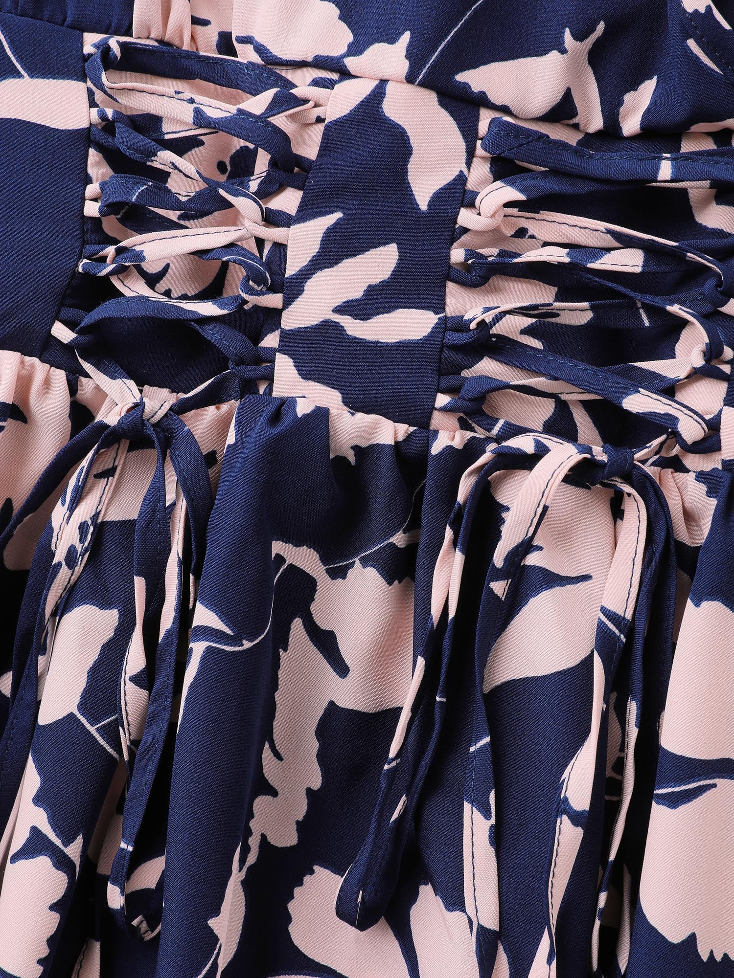 Floral Print Cross-Straps Shirred Midi Dress - Image 6