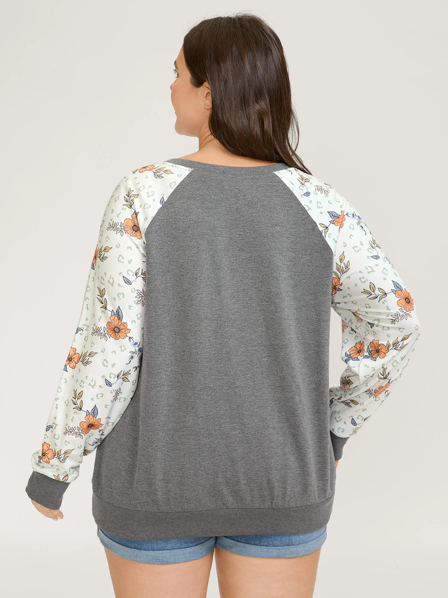 Floral Print Cross-Tie Neck Sweatshirt - Image 4