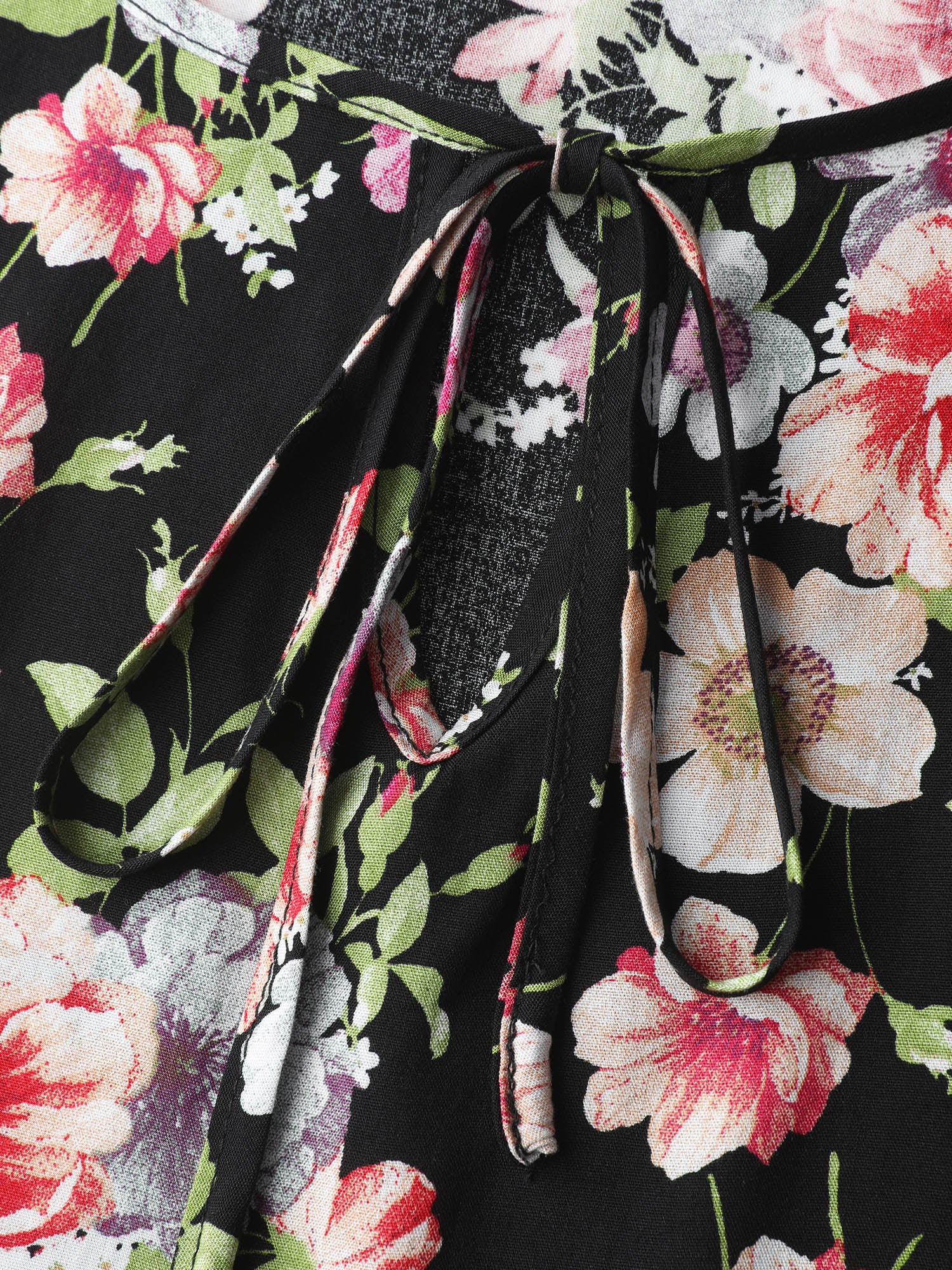 Floral Print Cut-Out Neck Flowy Blouse - Image 5