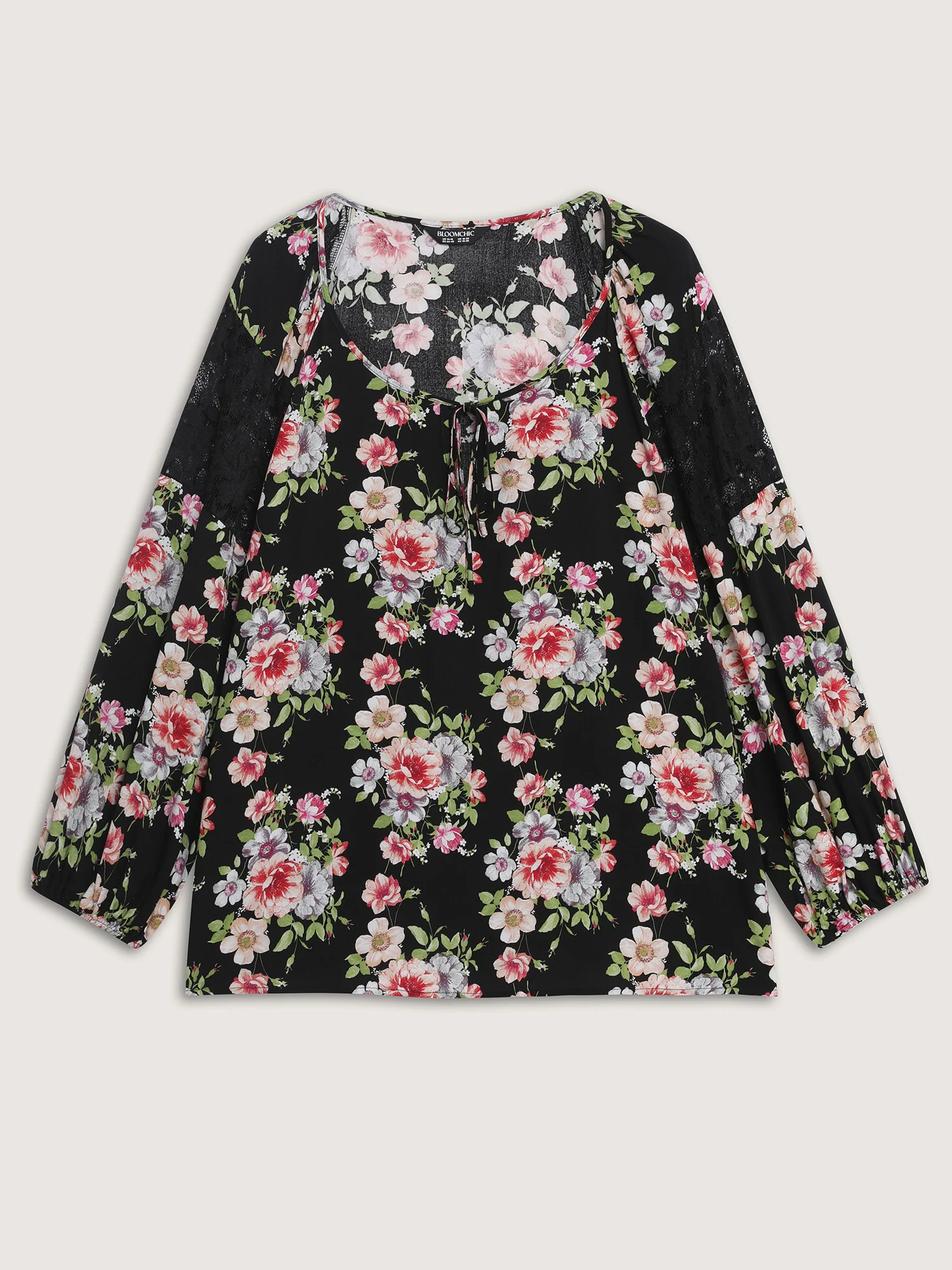 Floral Print Cut-Out Neck Flowy Blouse - Image 7