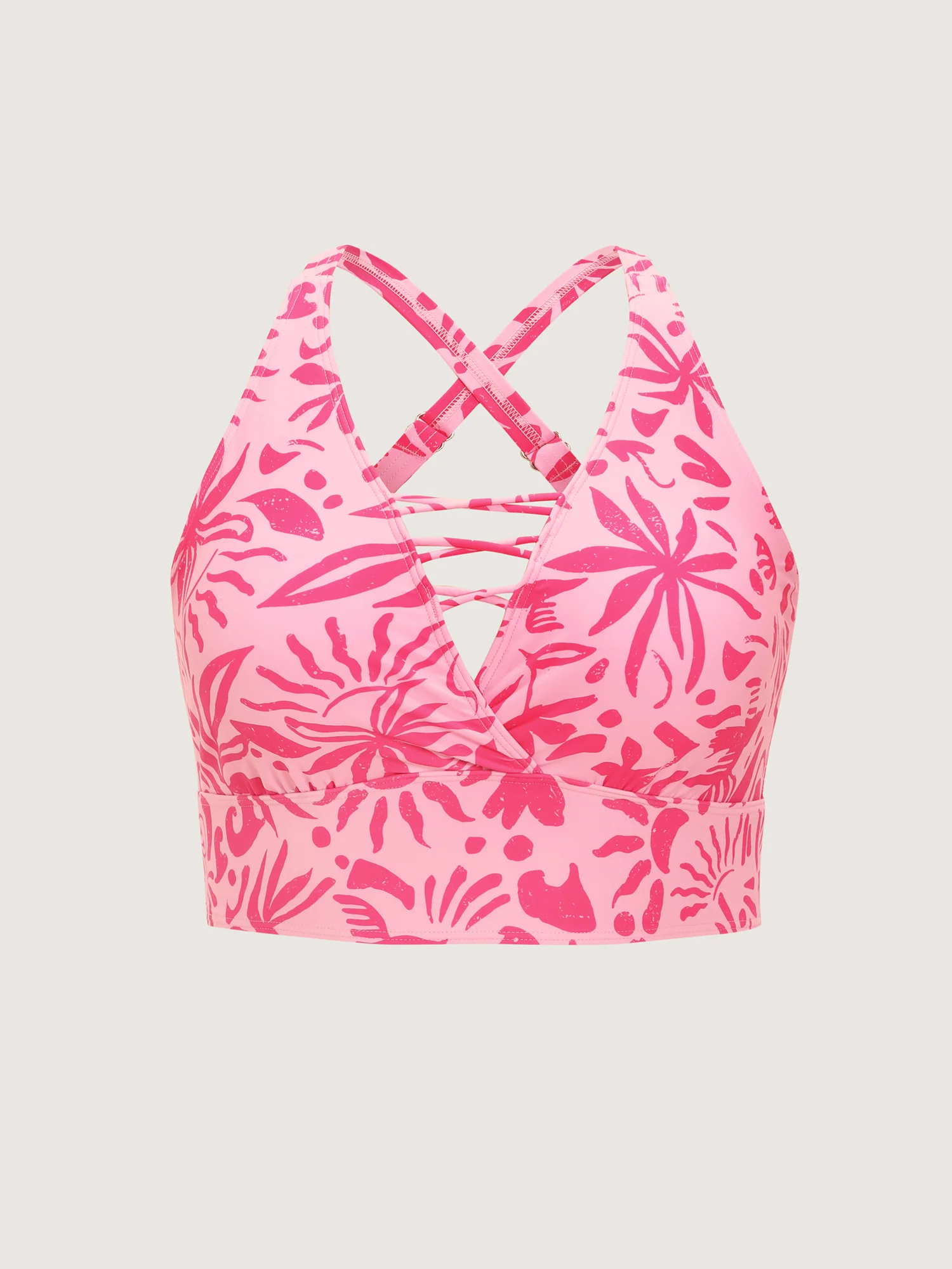 Floral Print Cut-Out Neckline Bikini Top - Image 7
