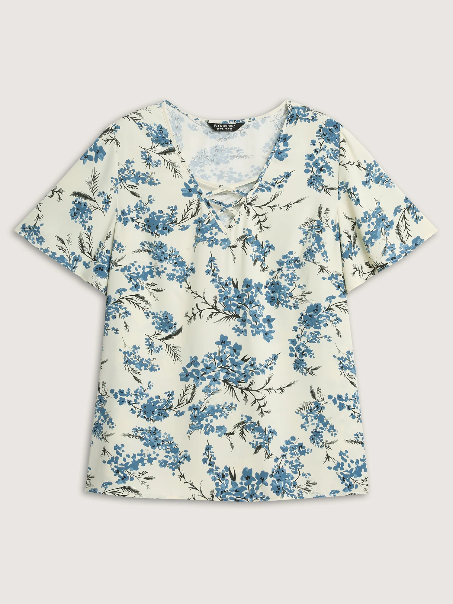 Floral Print Cut-Out Neckline Blouse - Image 7