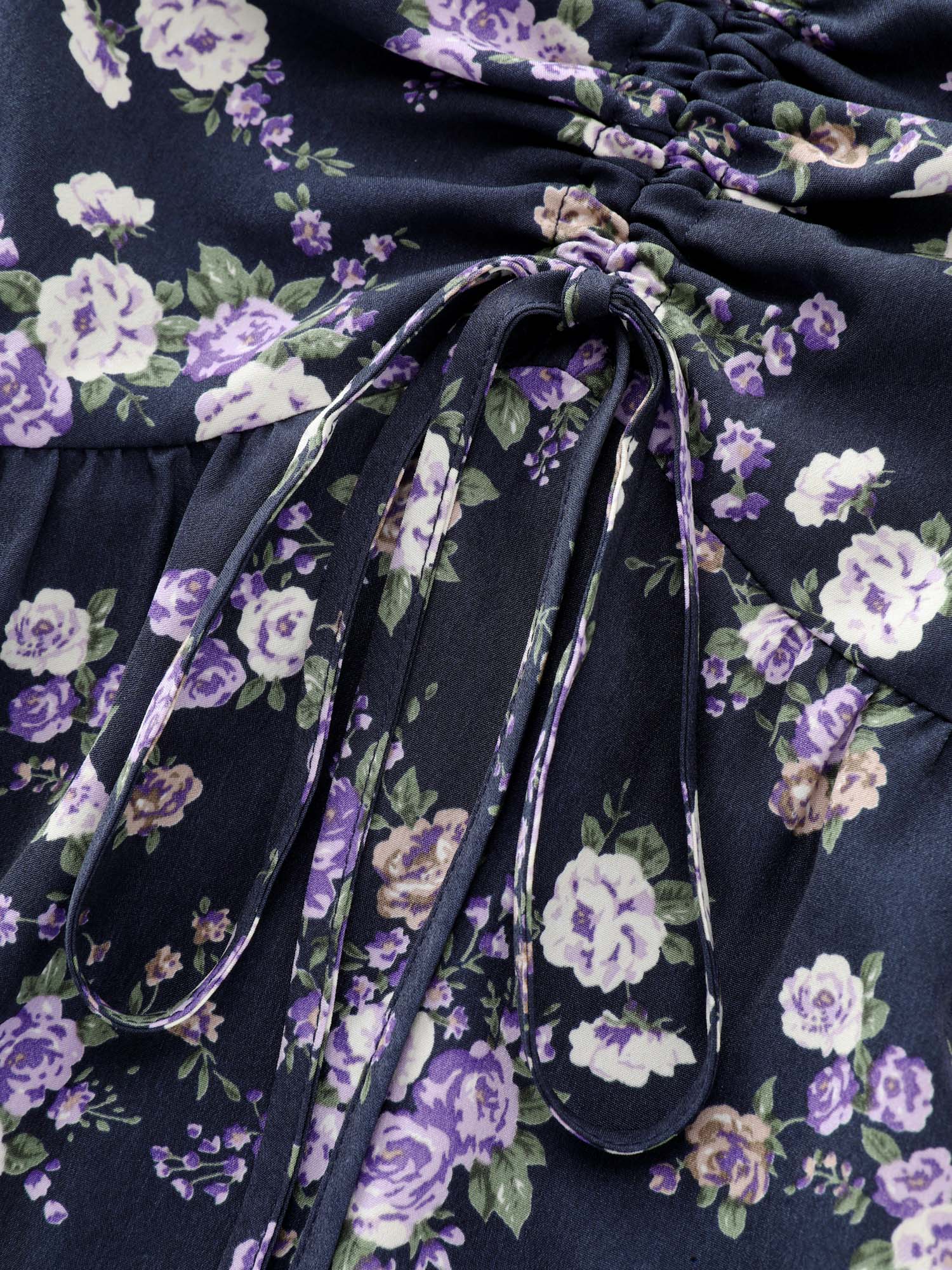 Floral Print Drawstring Bodice Blouse - Image 6