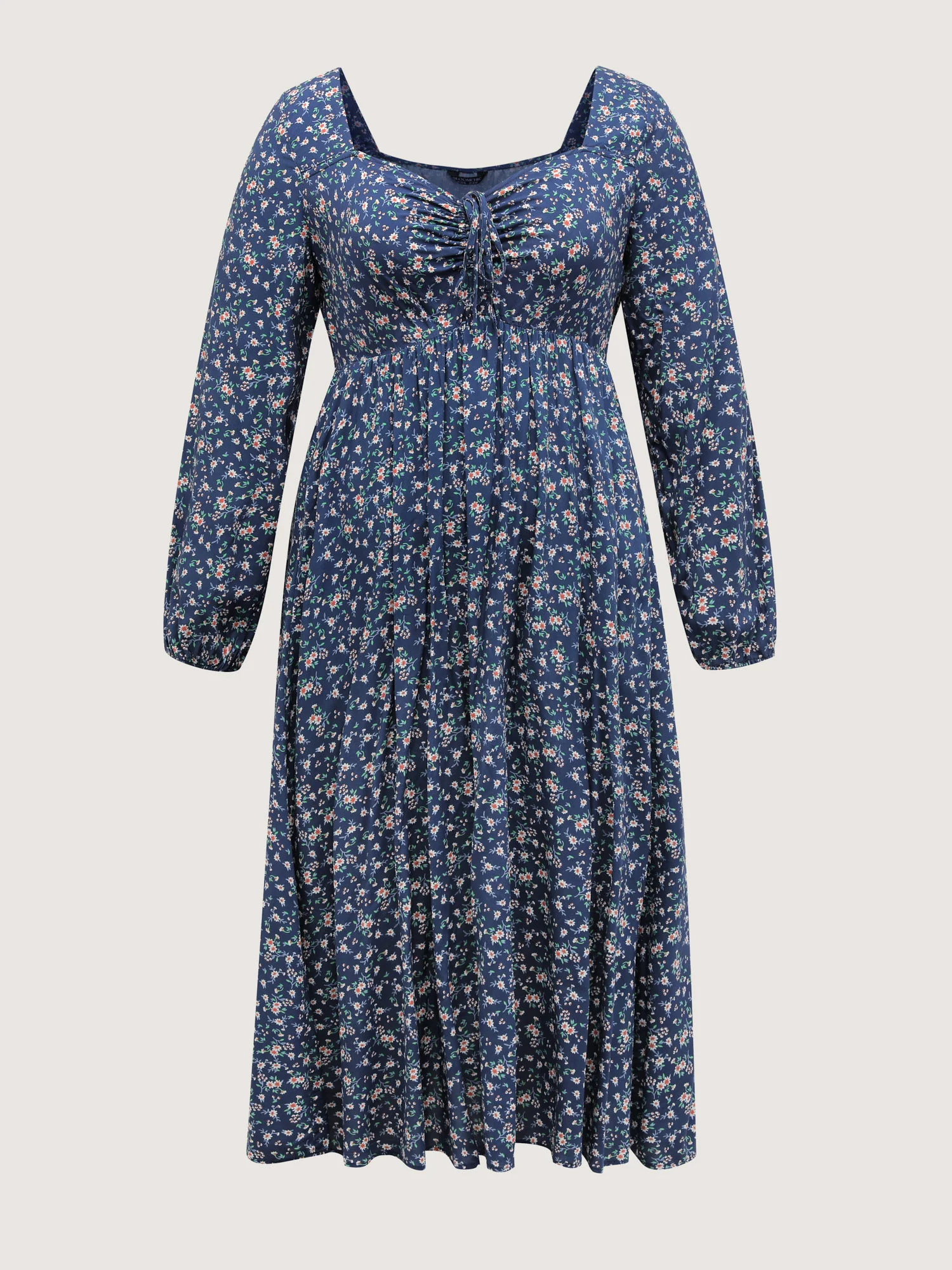 Floral Print Drawstring Bust-Ease Midi Dress - Image 7
